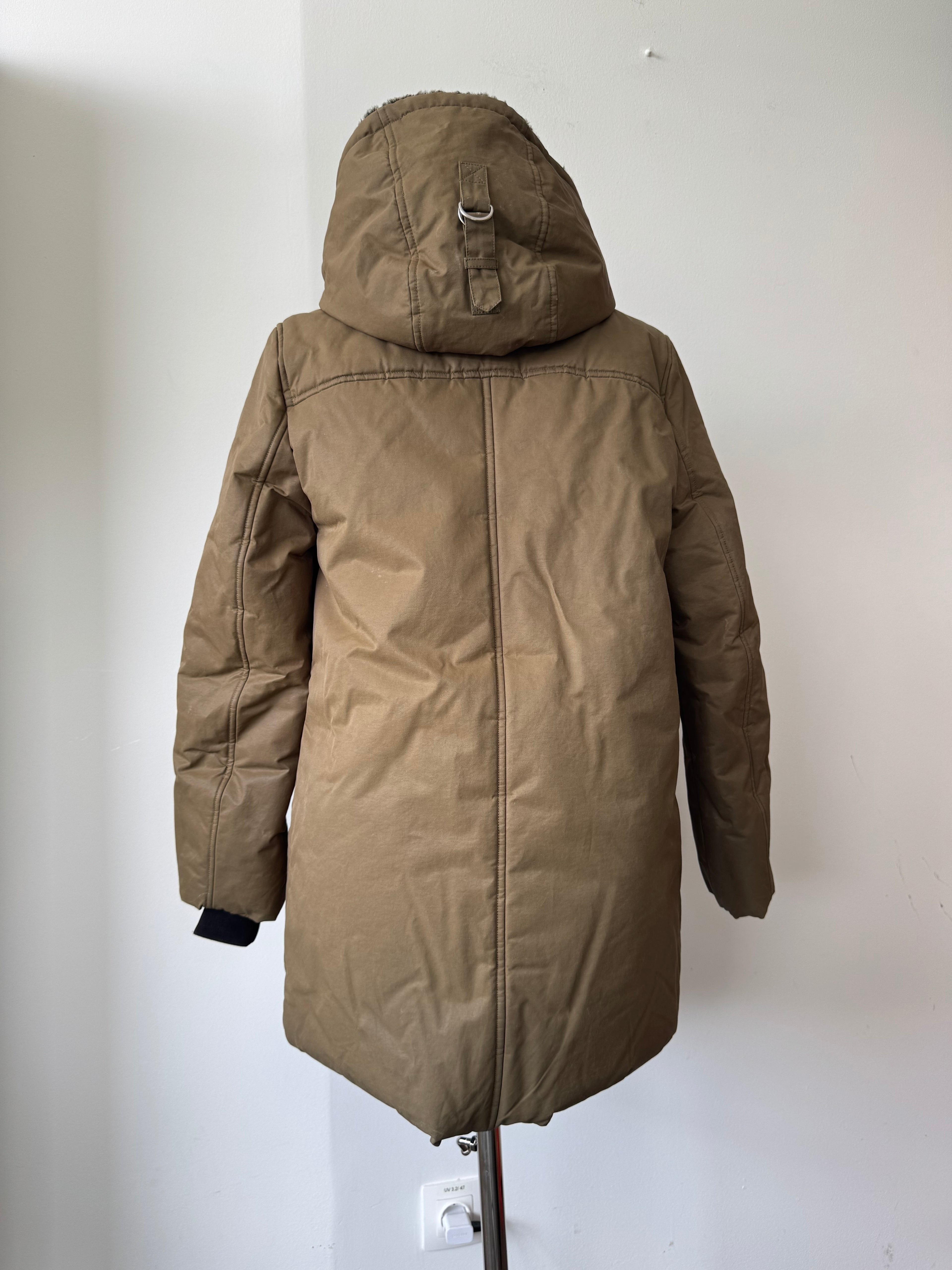 Mango Casual Parka Women’s M Khaki-Brown Faux Fur Hood Normal Use