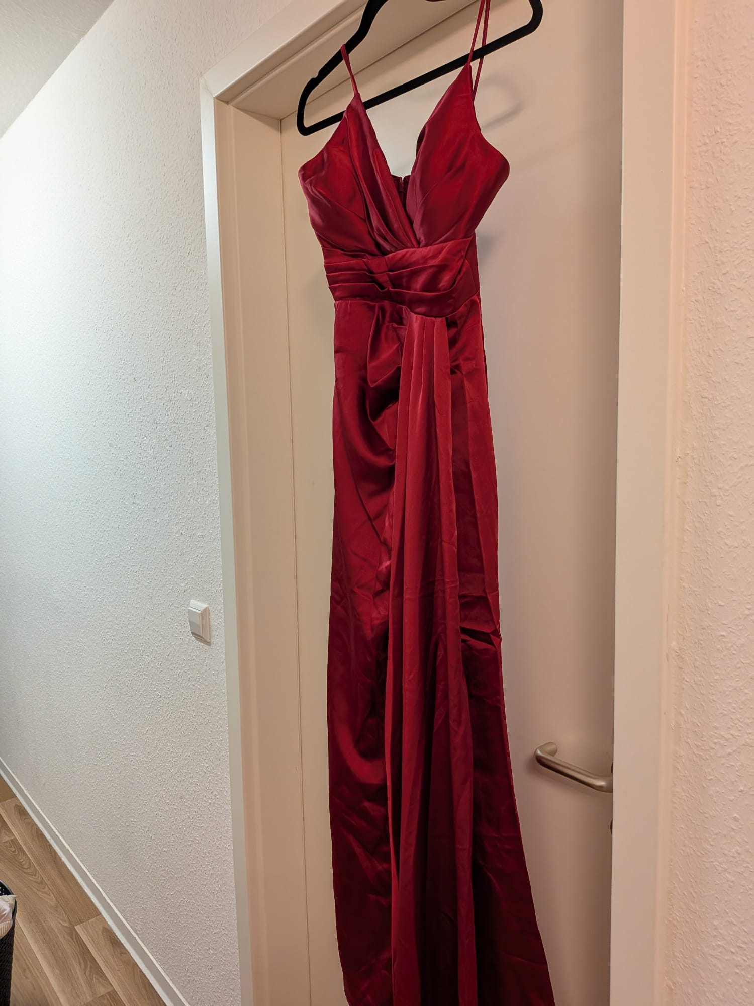 Rust Red Satin Evening Gown by Podyum Life, Like New, Size Unknown