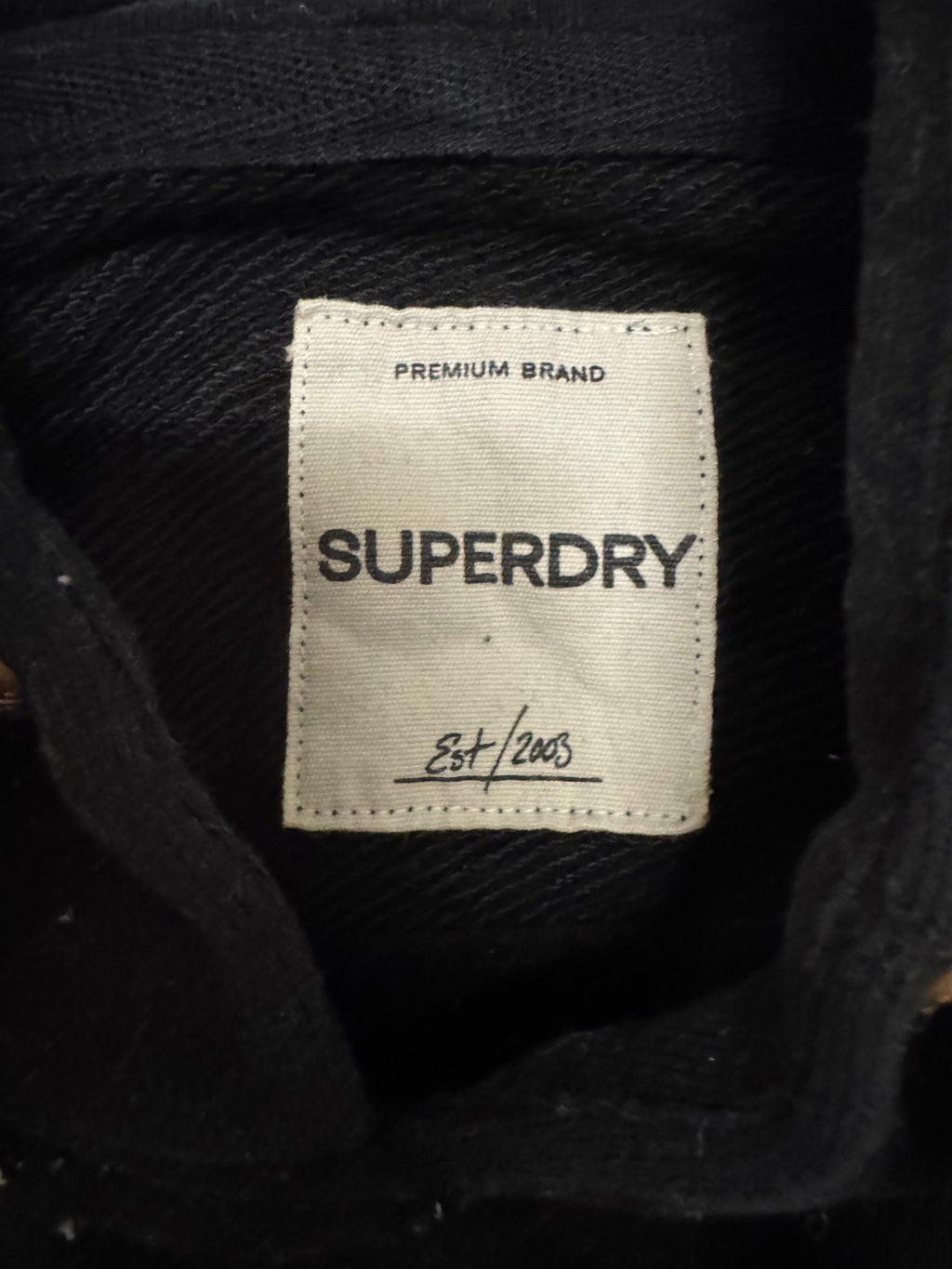 Superdry Established Graphic Hoodie – Black, Good Condition