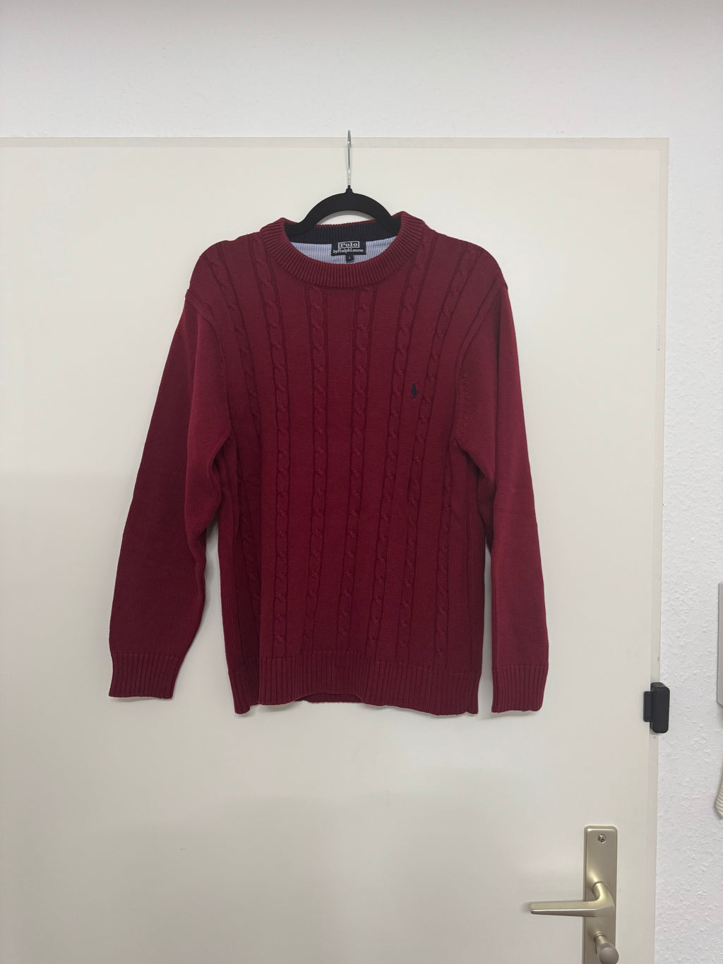 Polo Ralph Lauren Cable-Knit Pullover Rot Größe L Guter Zustand