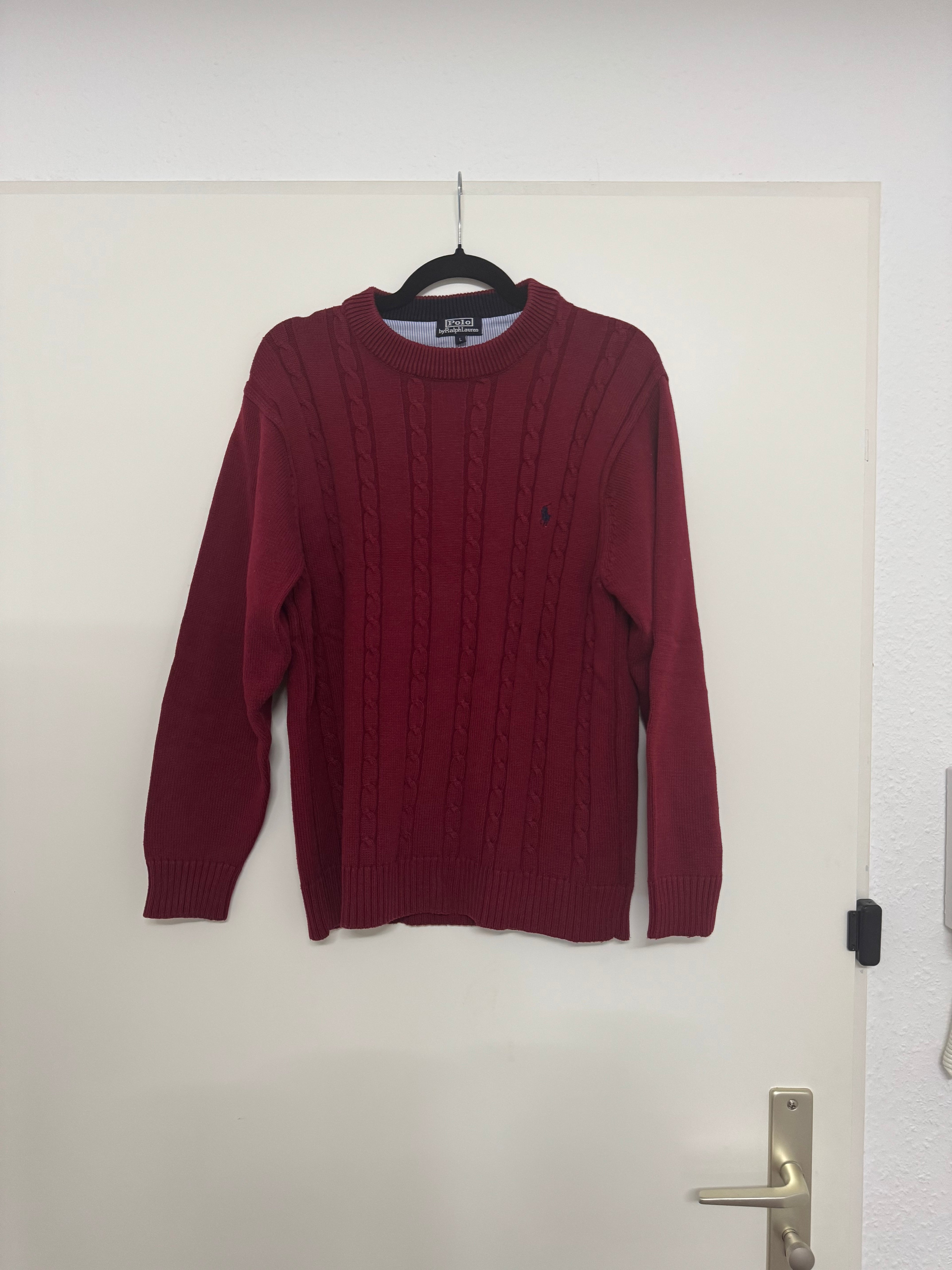 Polo Ralph Lauren Cable-Knit Pullover Rot Größe L Guter Zustand