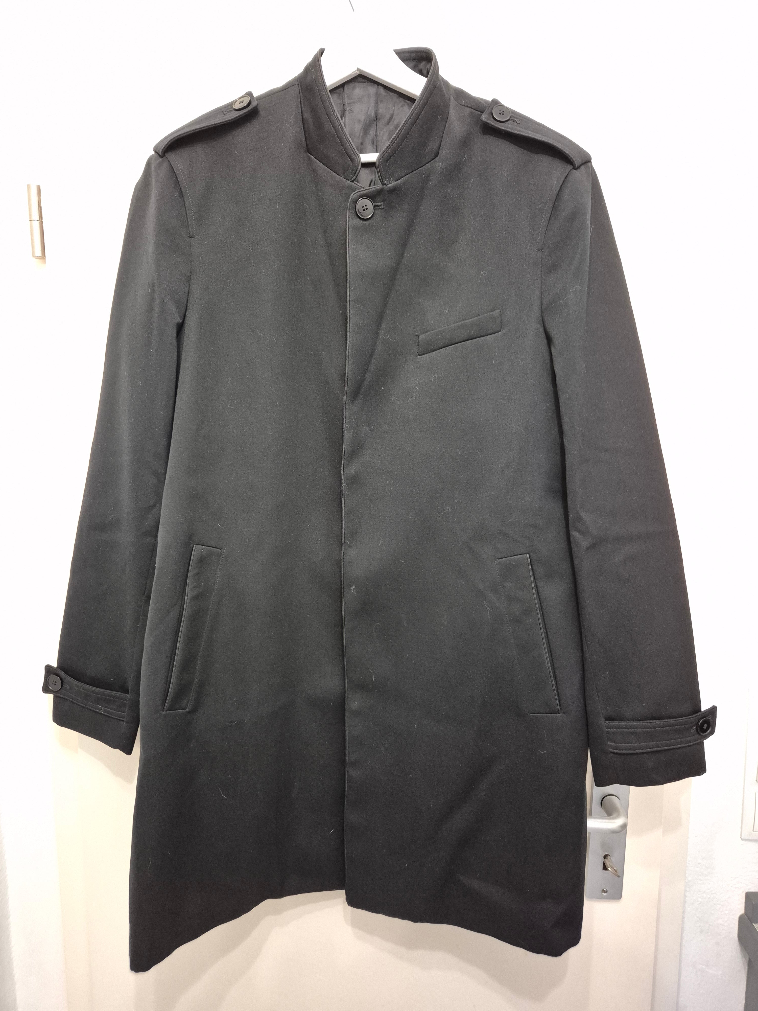 The Kooples Officer Mantel Gr. 52 Schwarz – Stehkragen, gebraucht