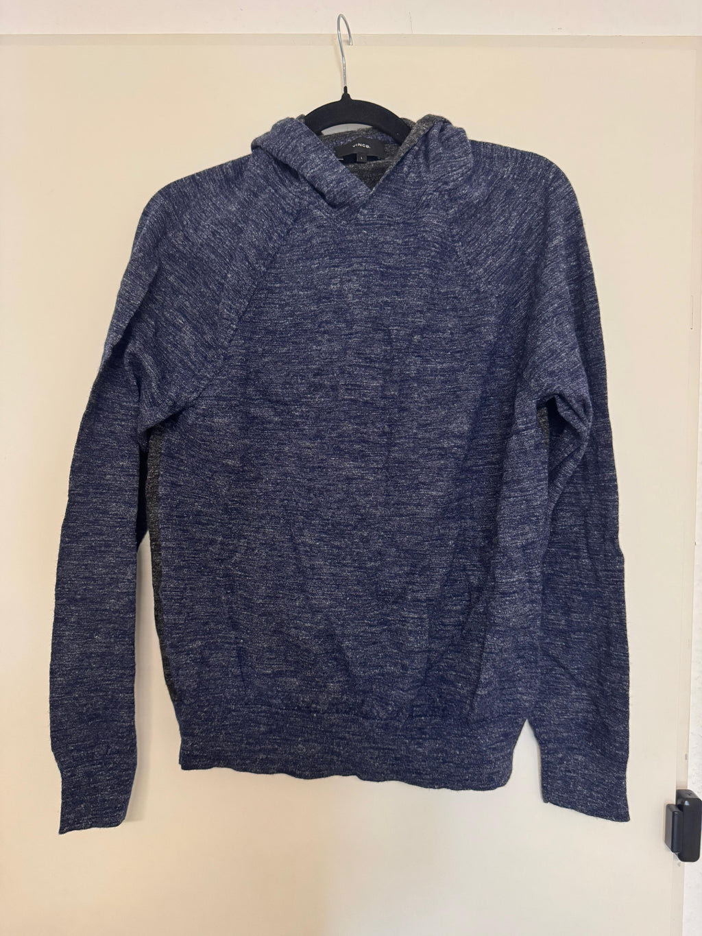 Vince Wool-Linen Hoodie, Large, Blue, Very Good Condition