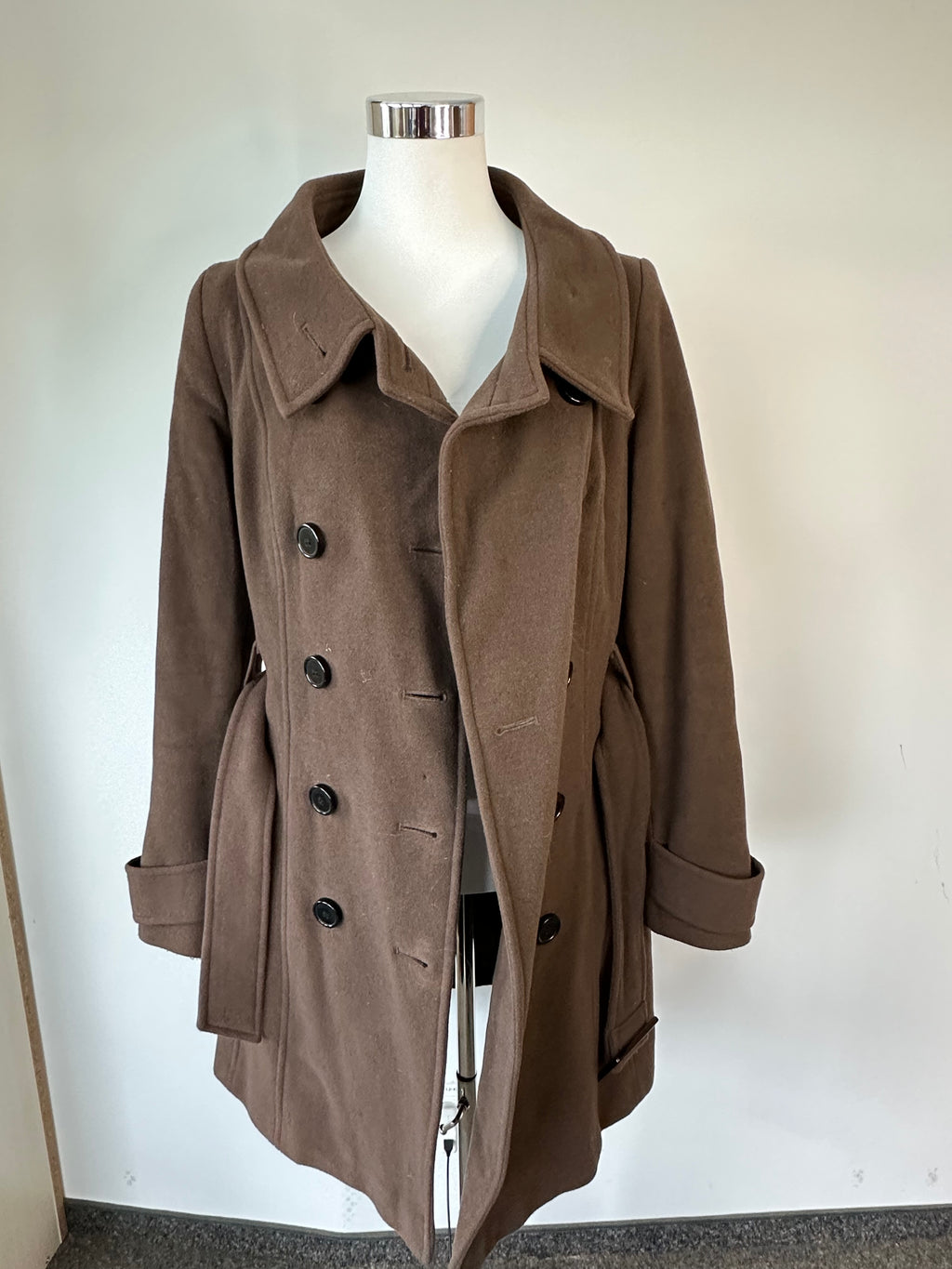Hallhuber Basics Wollmantel – Dunkelbraun, Gr. 42, Sehr guter Zustand