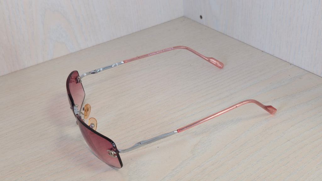 Chanel 4017-B Sonnenbrille Randlos Pink Verlauf mit Strass CC, Guter Zustand