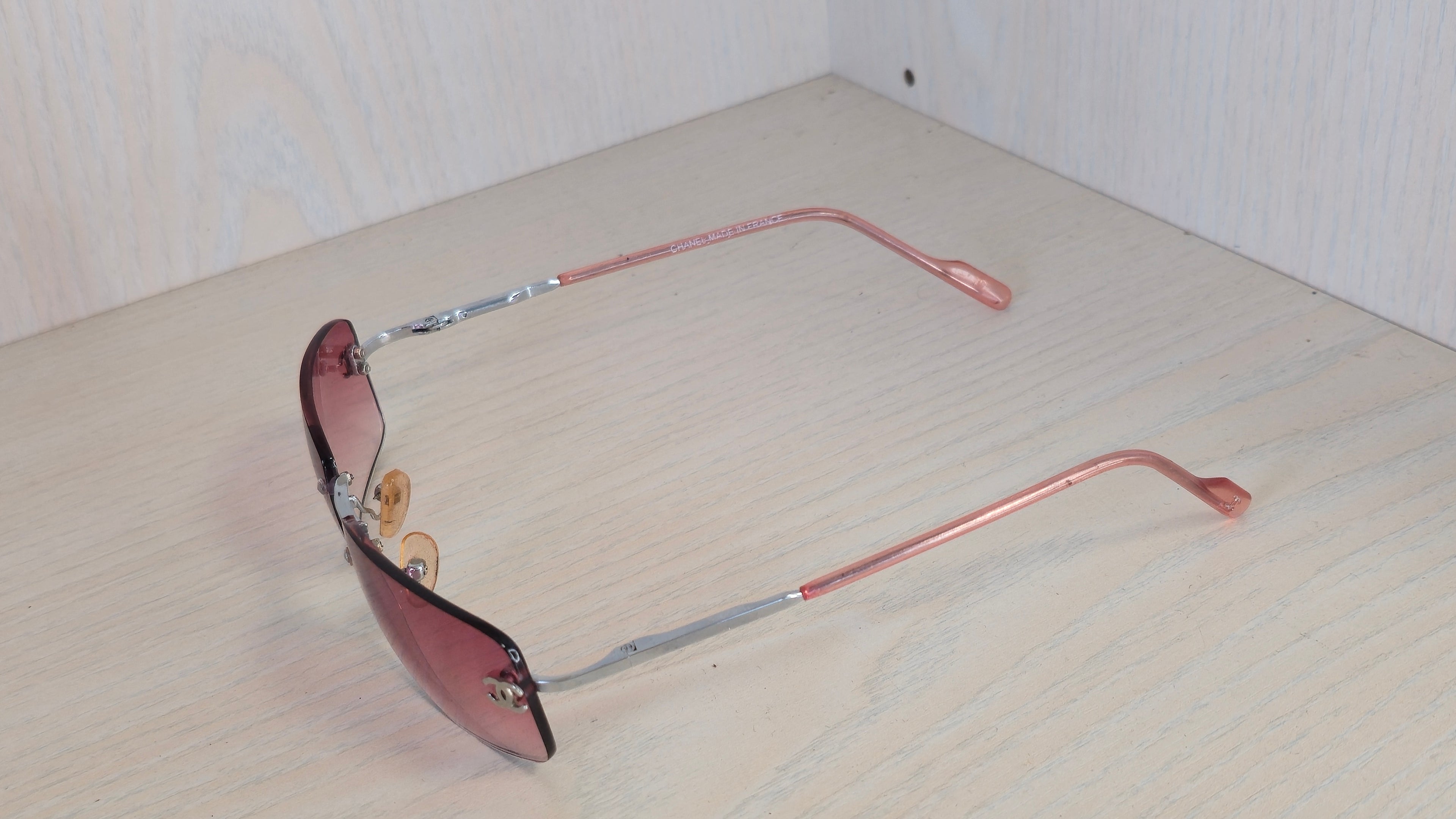 Chanel 4017-B Sonnenbrille Randlos Pink Verlauf mit Strass CC, Guter Zustand