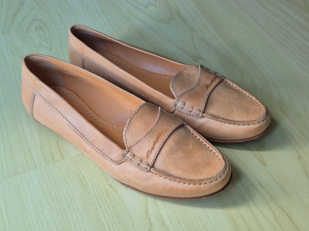 Santoni Damen Loafer – Leder, Beige, Größe 37, Sehr guter Zustand
