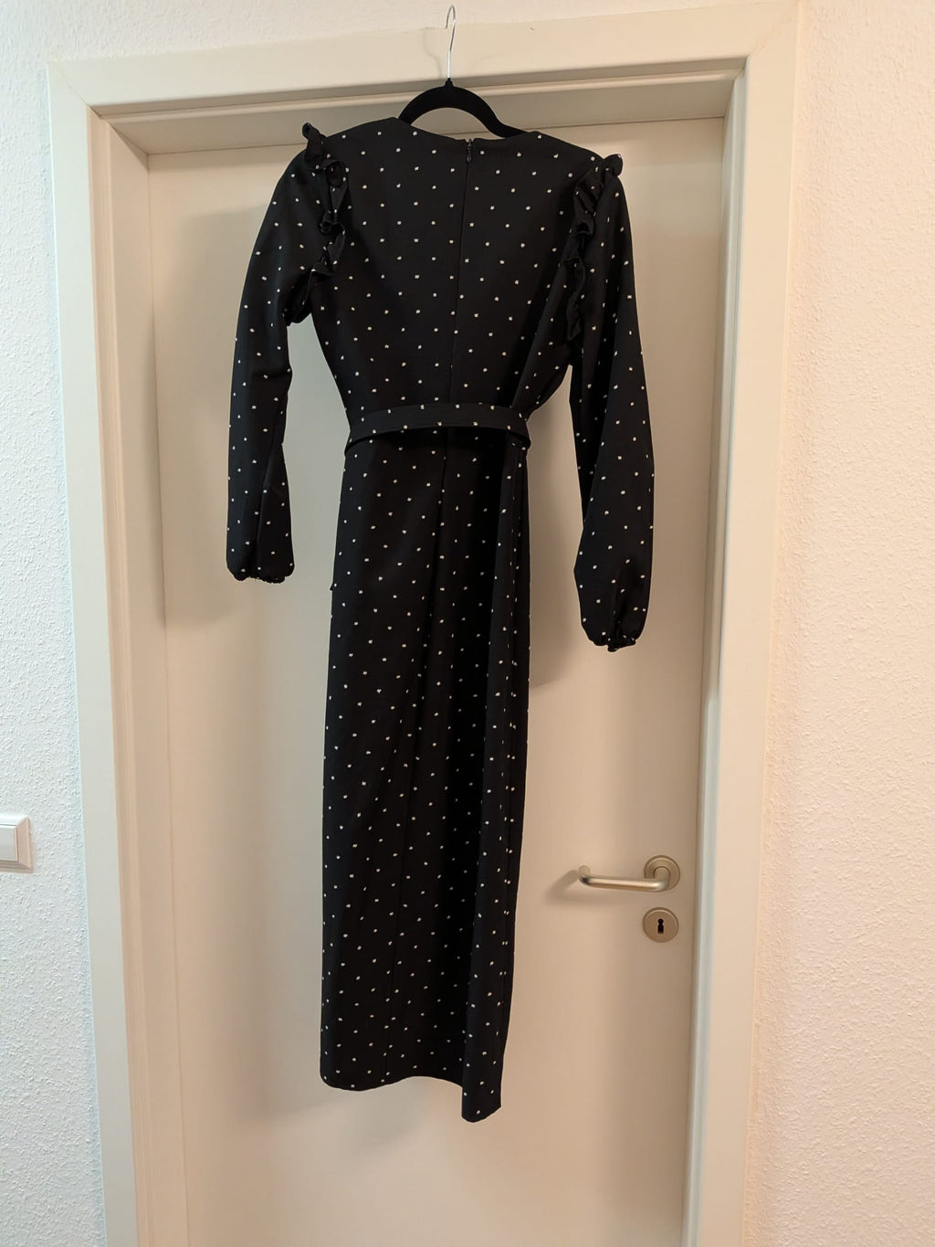 Rumelia Black Polka Dot Midi Dress, Size 38, Very Good Condition