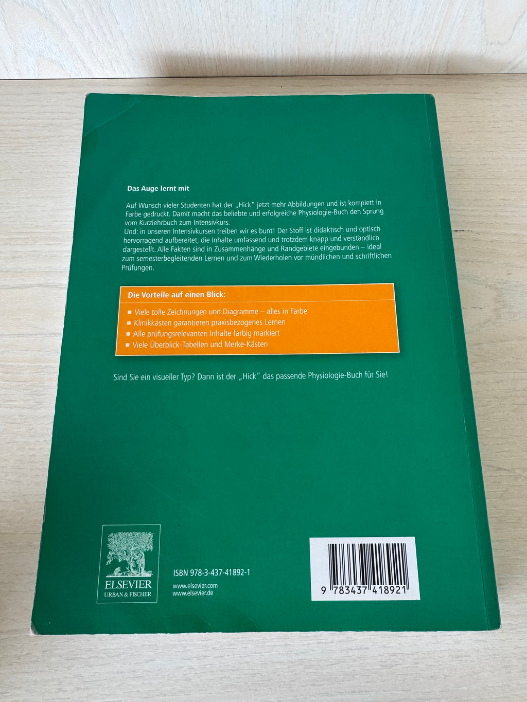 Intensivkurs Physiologie, 5. Auflage, Christian & Astrid Hick, Wie Neu