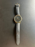Rosefield The Bowery Damen Uhr | 38mm | Schwarz/Gold | Leder | Sehr guter Zustand