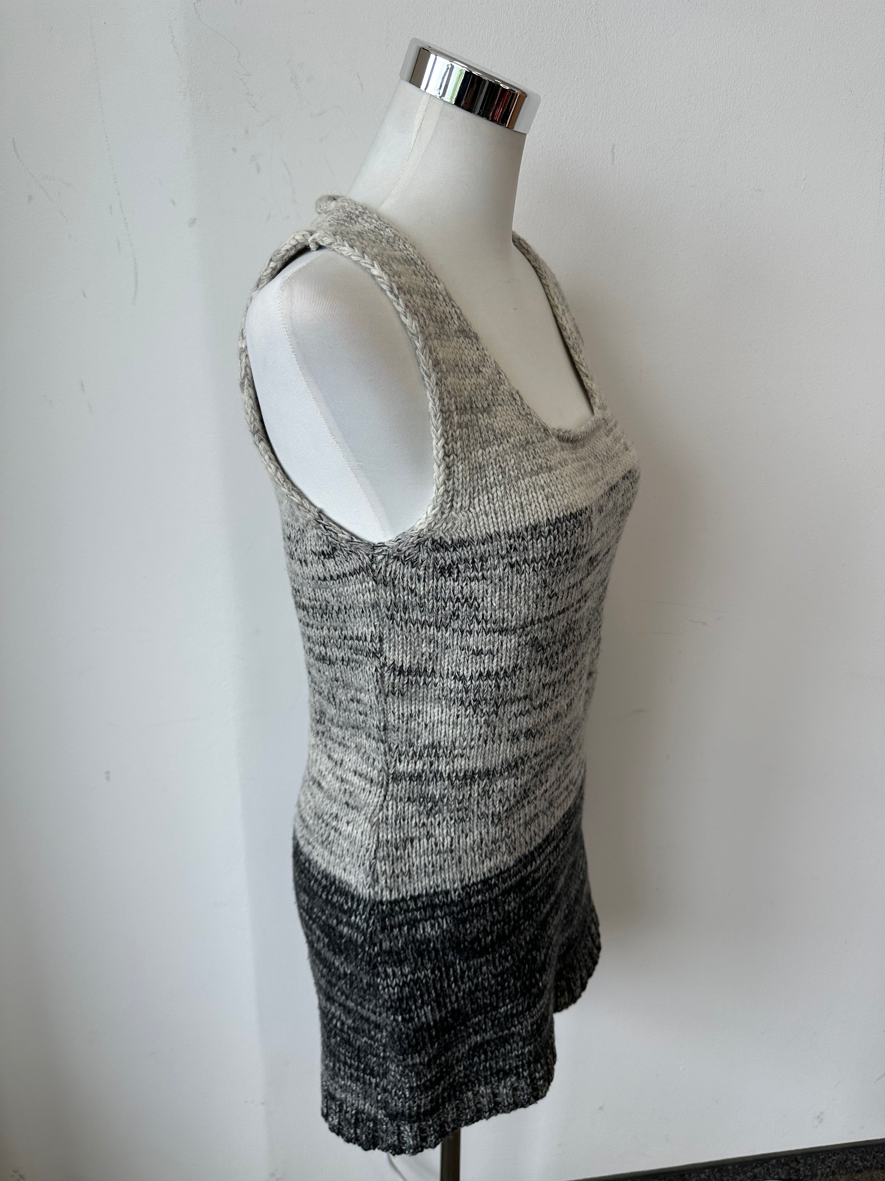 D&G Dolce & Gabbana Wool Sleeveless Tunic Vest L – Gray Gradient, Very Good