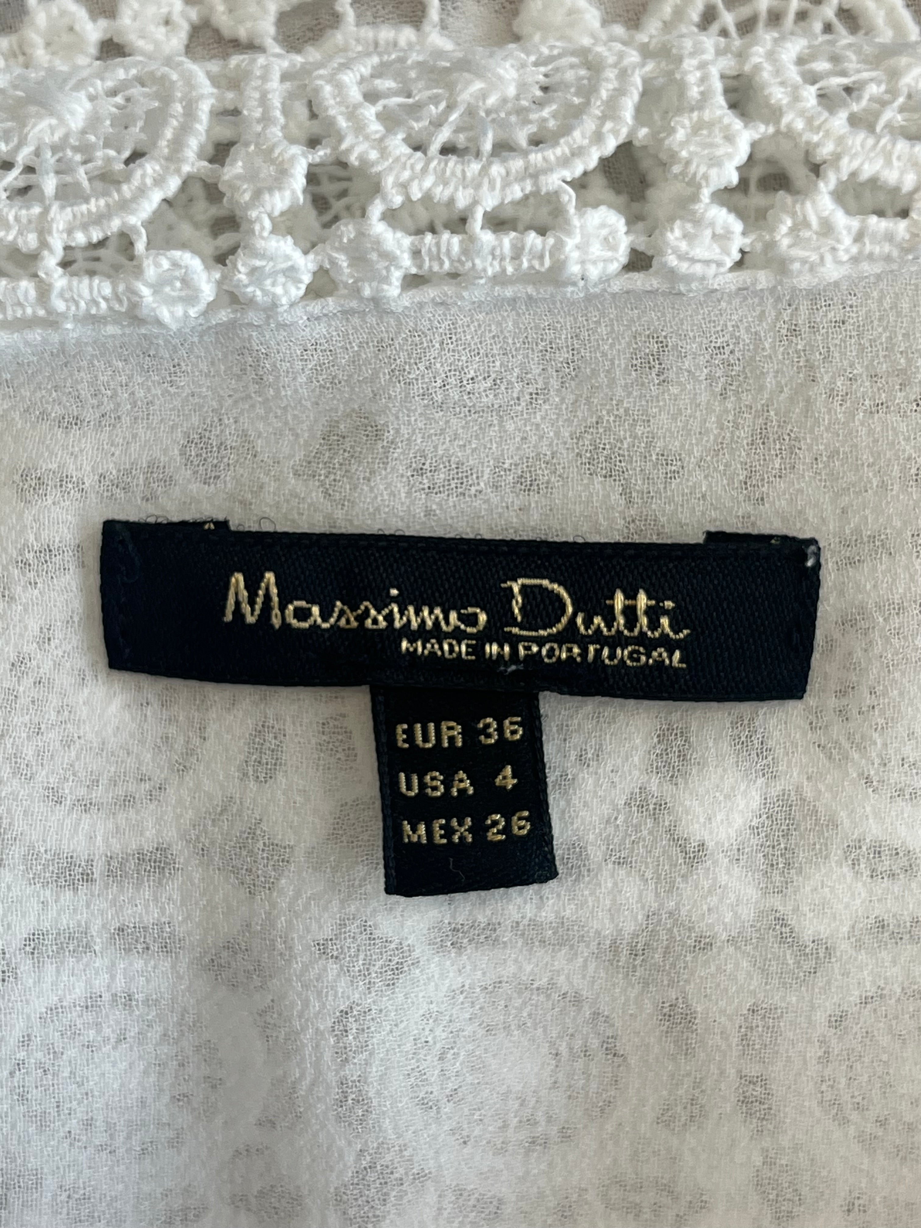Massimo Dutti Guipure Lace Blouse | EU 36 | Ivory | Geometric | Very Good