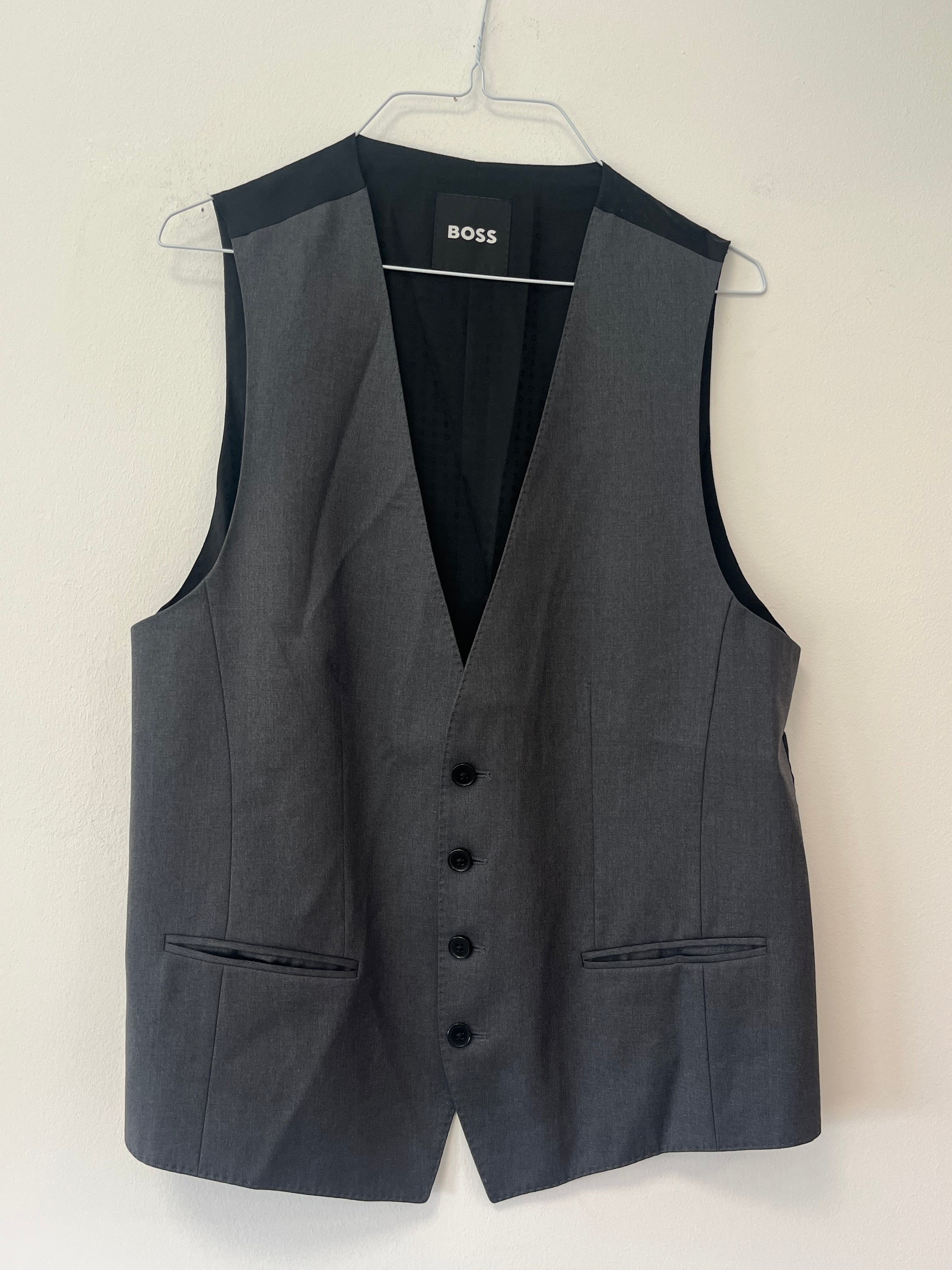 Hugo Boss Herren Anzug 3-teilig Grau, Sakko, Weste & Hose, Gr. 42R, Top Zustand