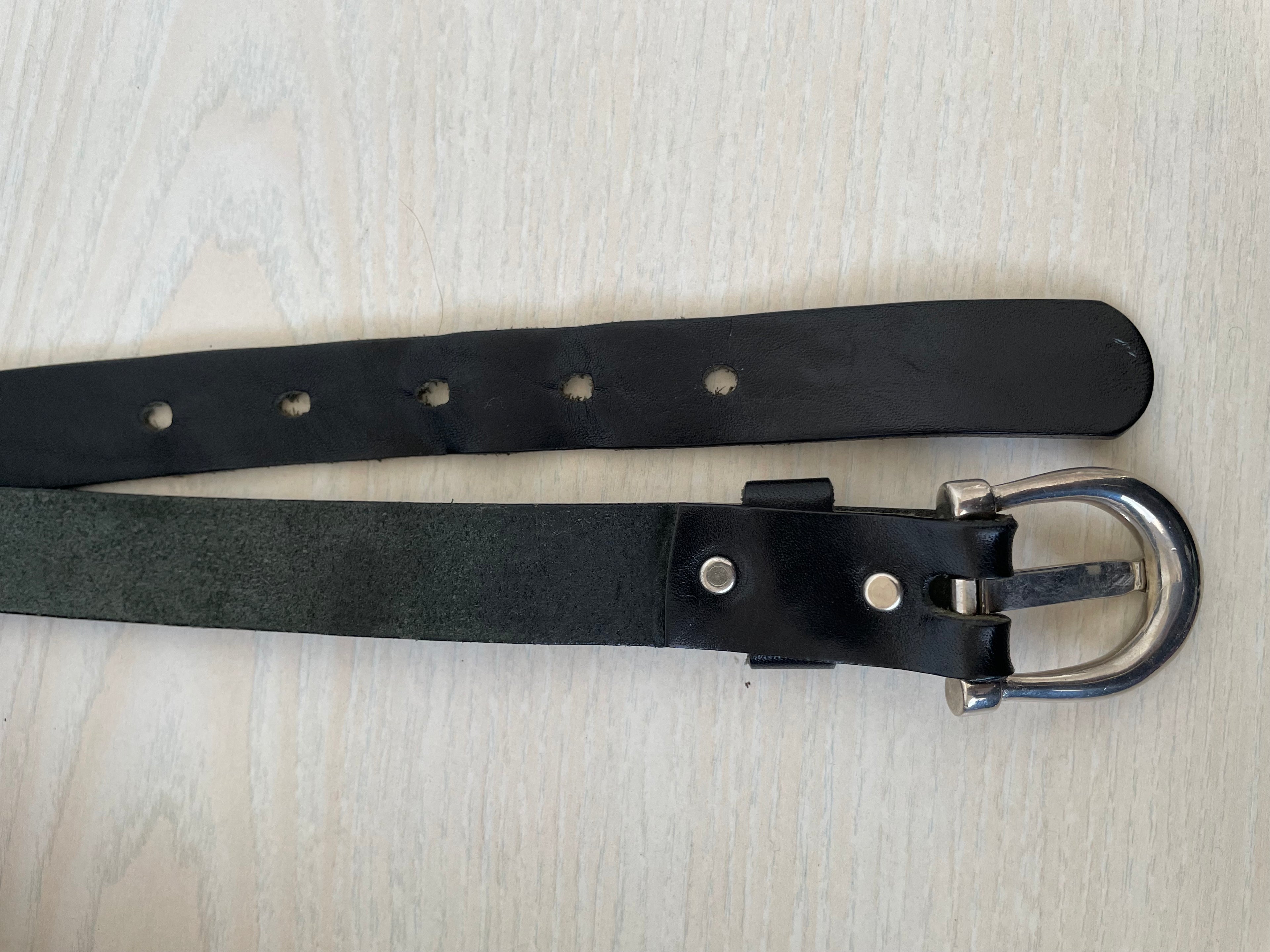 Vintage Etienne Aigner Ledergürtel Schwarz 85 cm Used Hufeisenschnalle