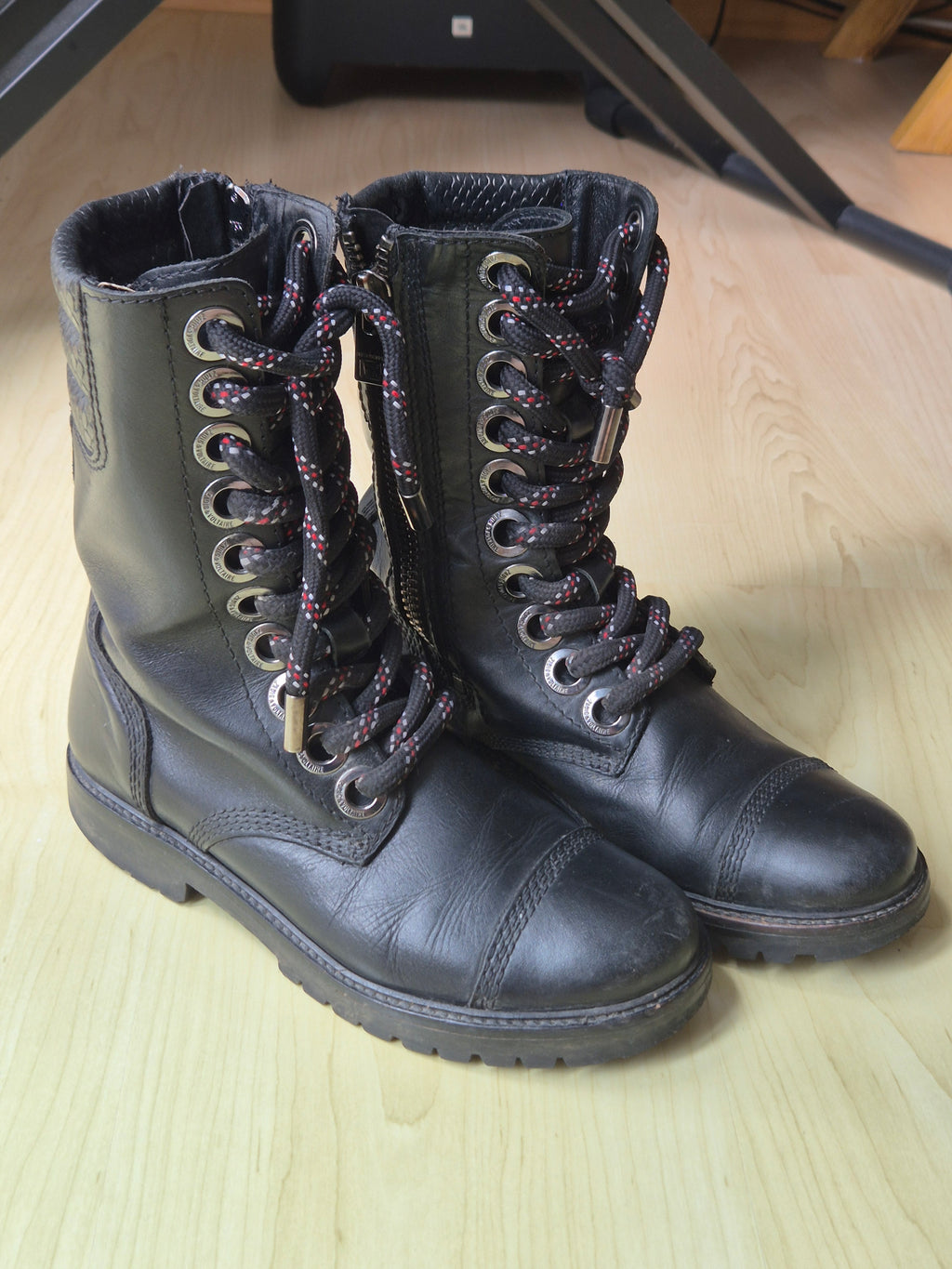 Zadig & Voltaire Joe Leather Combat Boots Black EU 37 Poor Condition