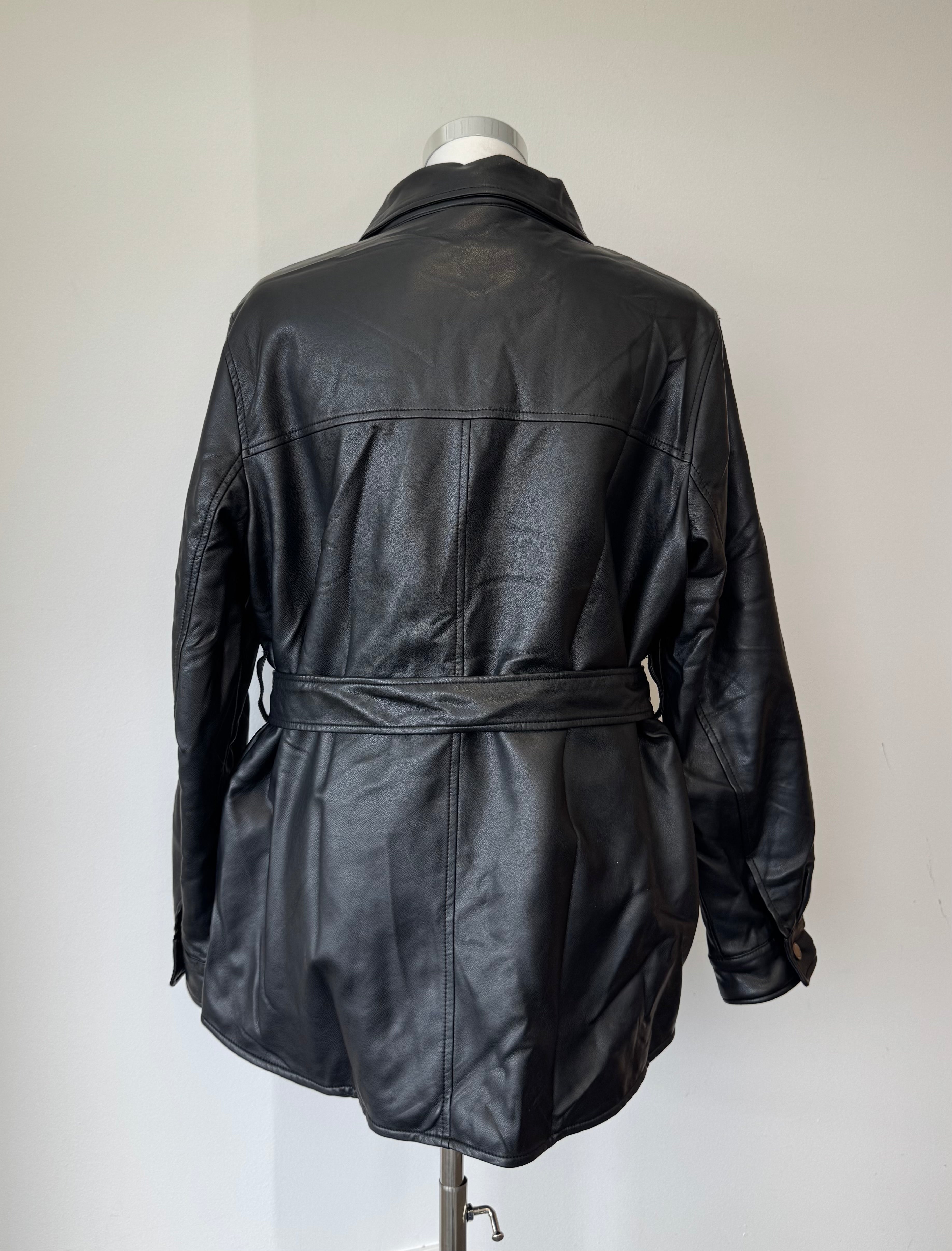 Kenneth Cole New York Kunstleder Shirtjacke, Gr. L, Schwarz, wie neu
