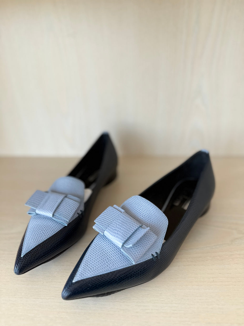 Erdem x Nicholas Kirkwood Bow Loafers | Blue | EU 37.5 | Leather | Very Good