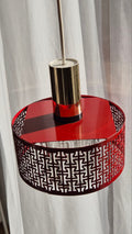 Vintage Space Age Pendelleuchte Graewe | Rot Gold | Glasdiffusor | Guter Zustand