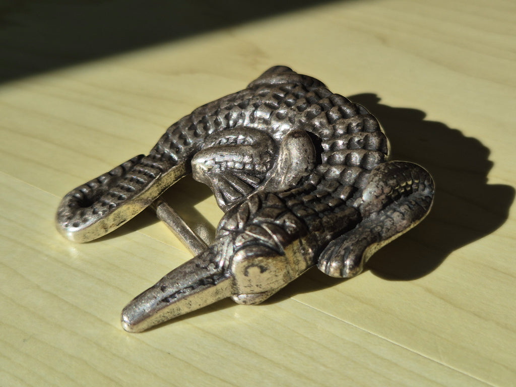 Vintage Gürtel Schnalle Armadillo Zinn Silber 6cm Zustand Gut