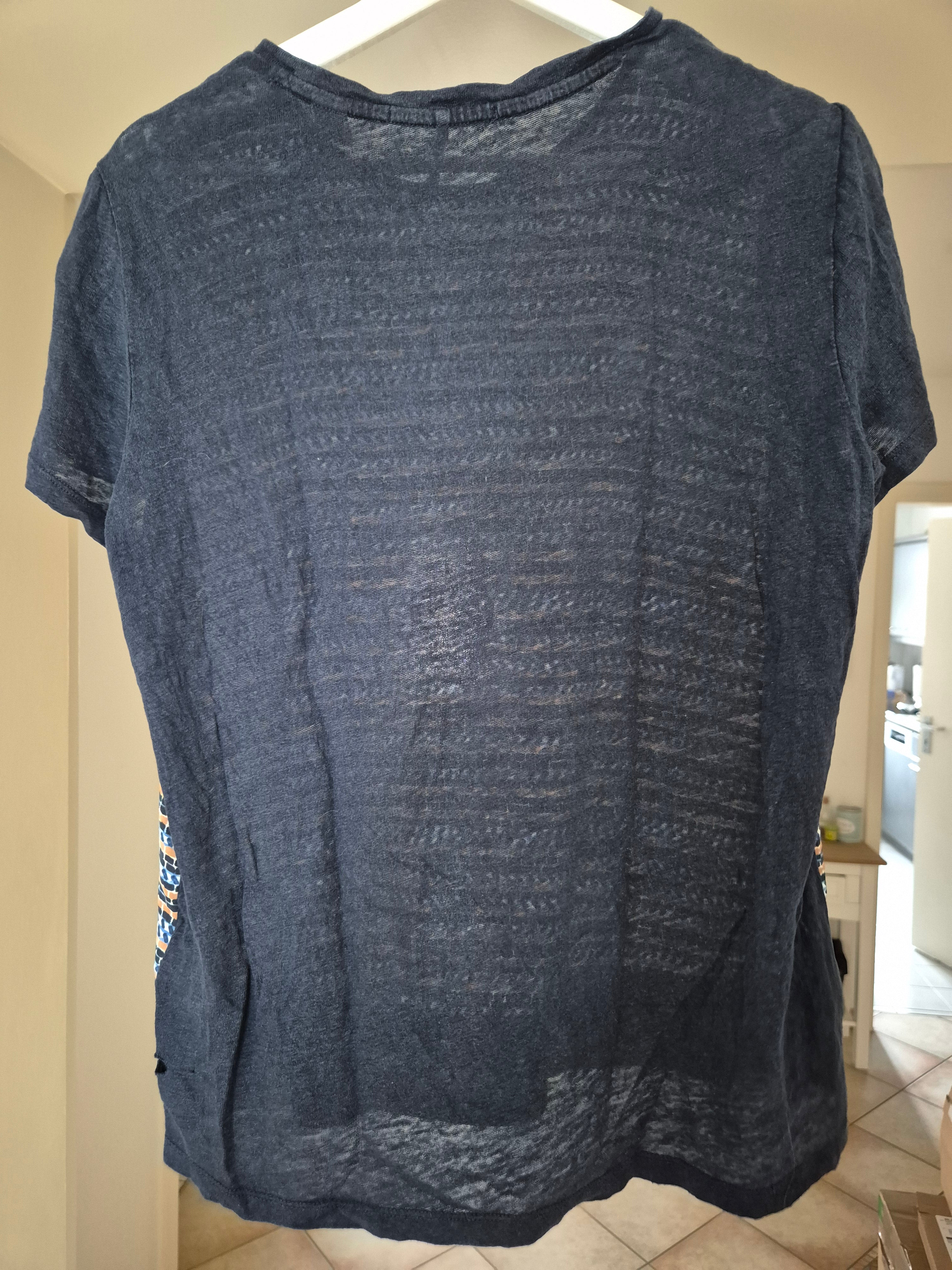 Scotch & Soda Raffia Town Damen T-Shirt XS Blau/Orange Leinen – Gut