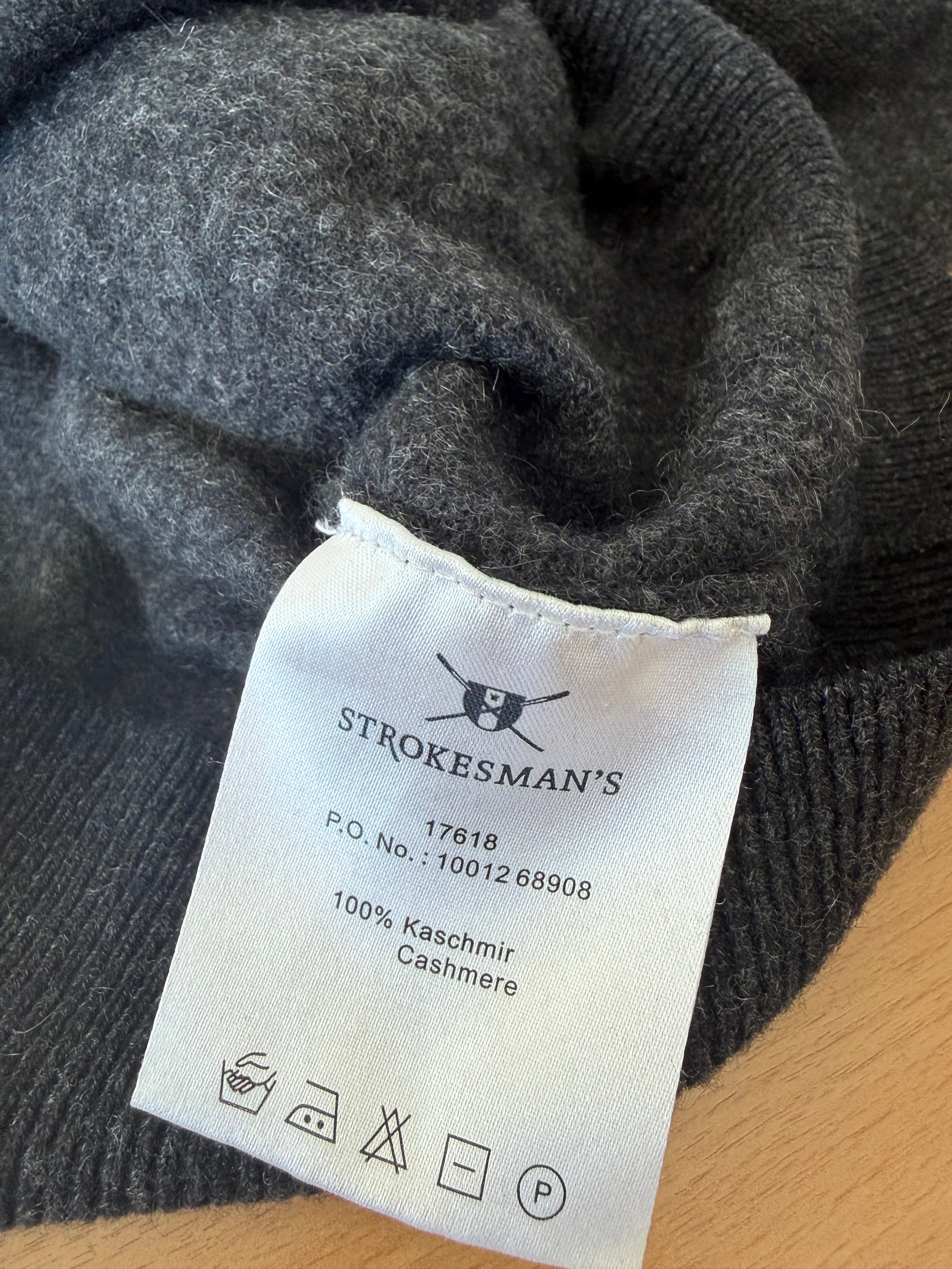 Strokesman's Kaschmir Pullover Rundhals Dunkelgrau Gr. M Sehr Gut