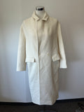 Zara Wool Blend Double-Breasted Coat, Ecru White, Size M, Poor Condition