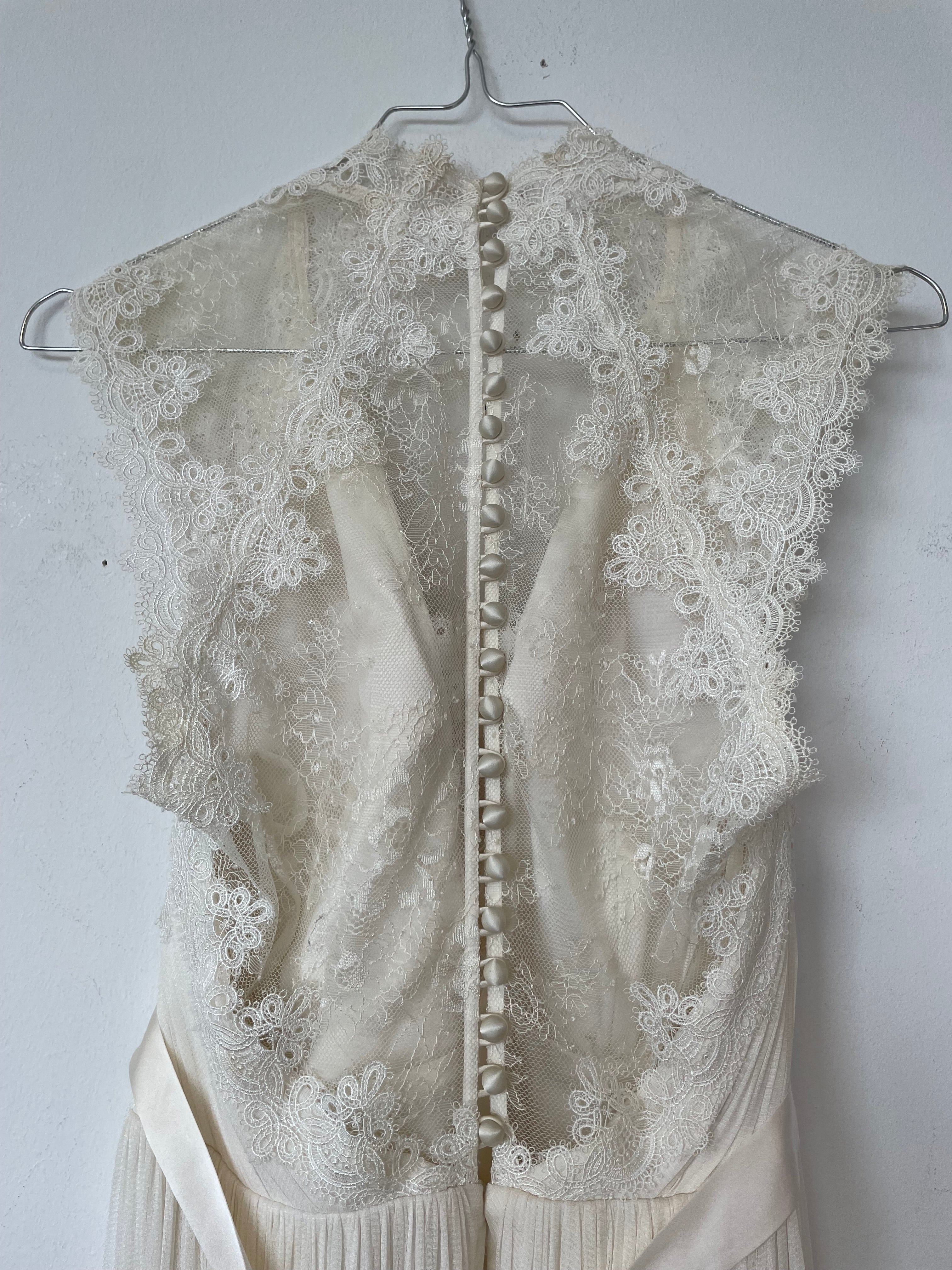 Catherine Deane Fantasia Cream Lace Chiffon Wedding Dress EU36, Very Good