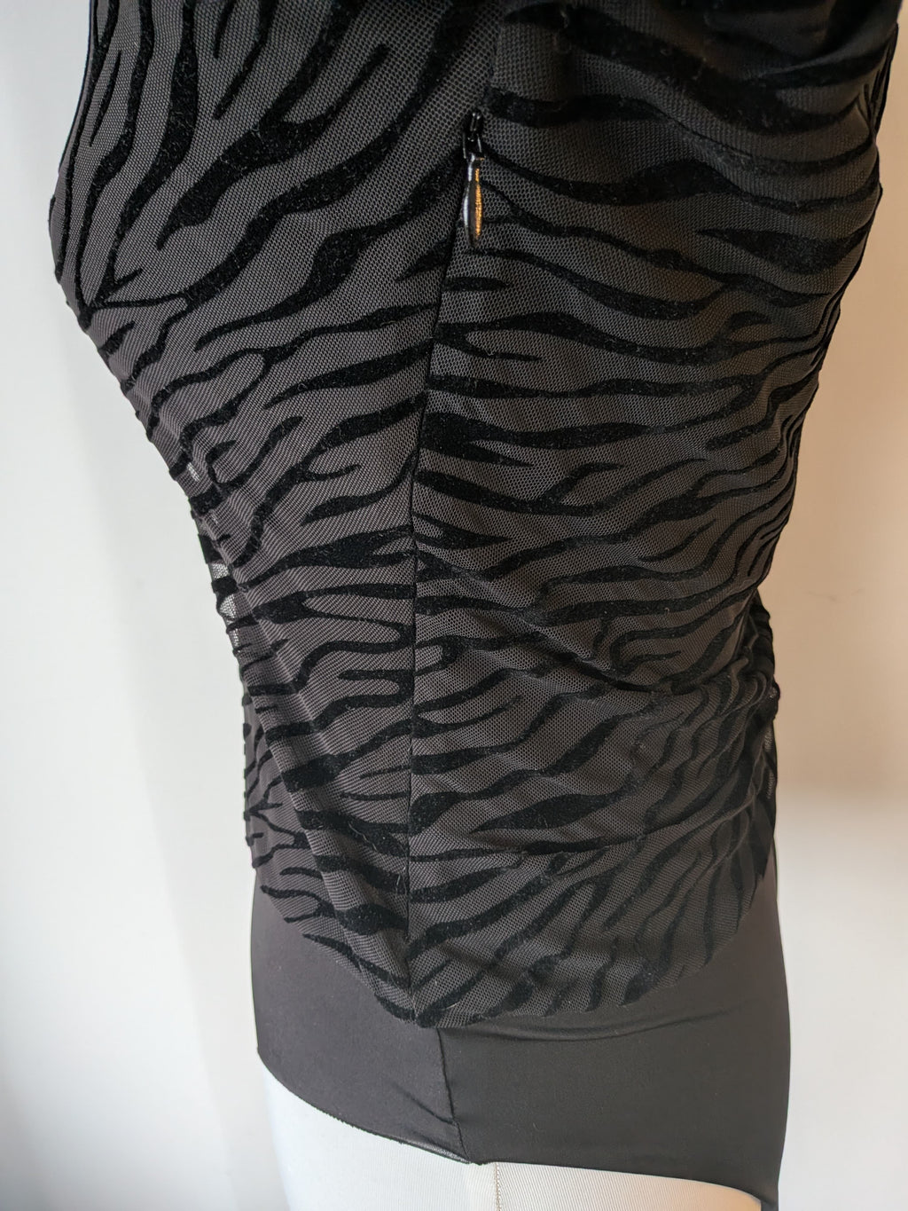 Desigual Zebra Mesh Bodysuit – Black, Size M, Very Good Condition