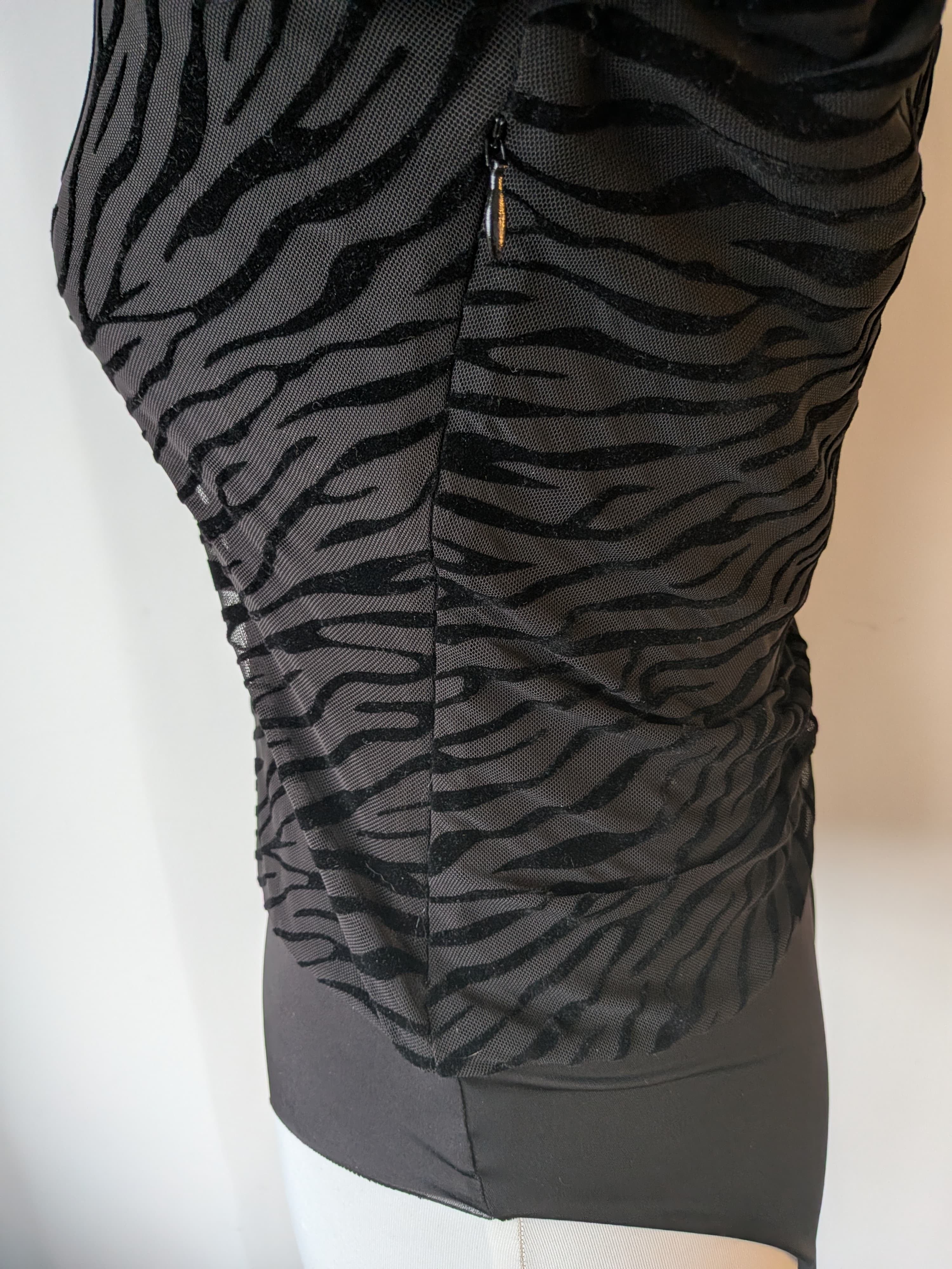 Desigual Zebra Mesh Bodysuit – Black, Size M, Very Good Condition