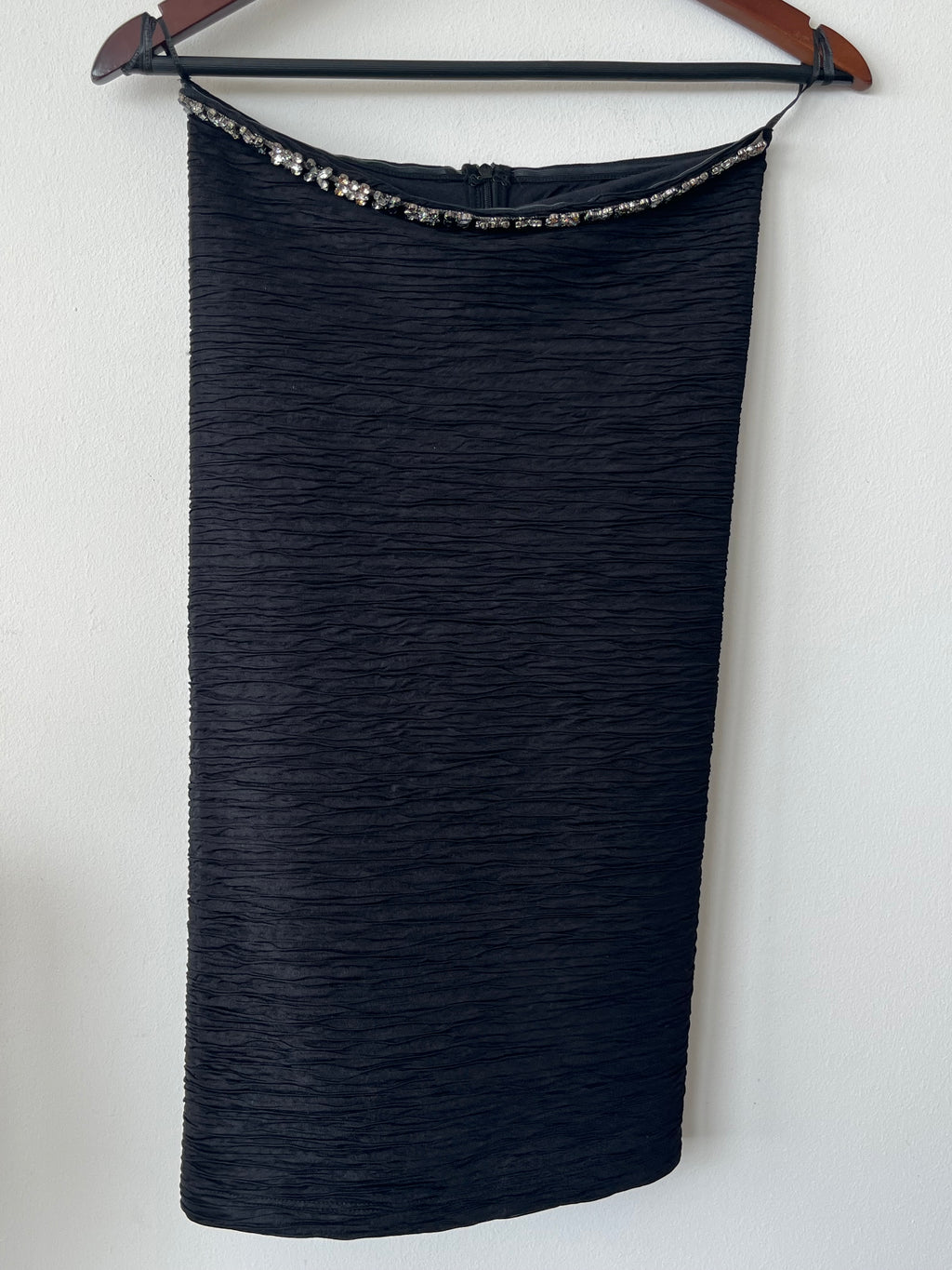 Philipp Plein Couture Kleid Schwarz XS Kristallbesatz Ruched Sehr Gut