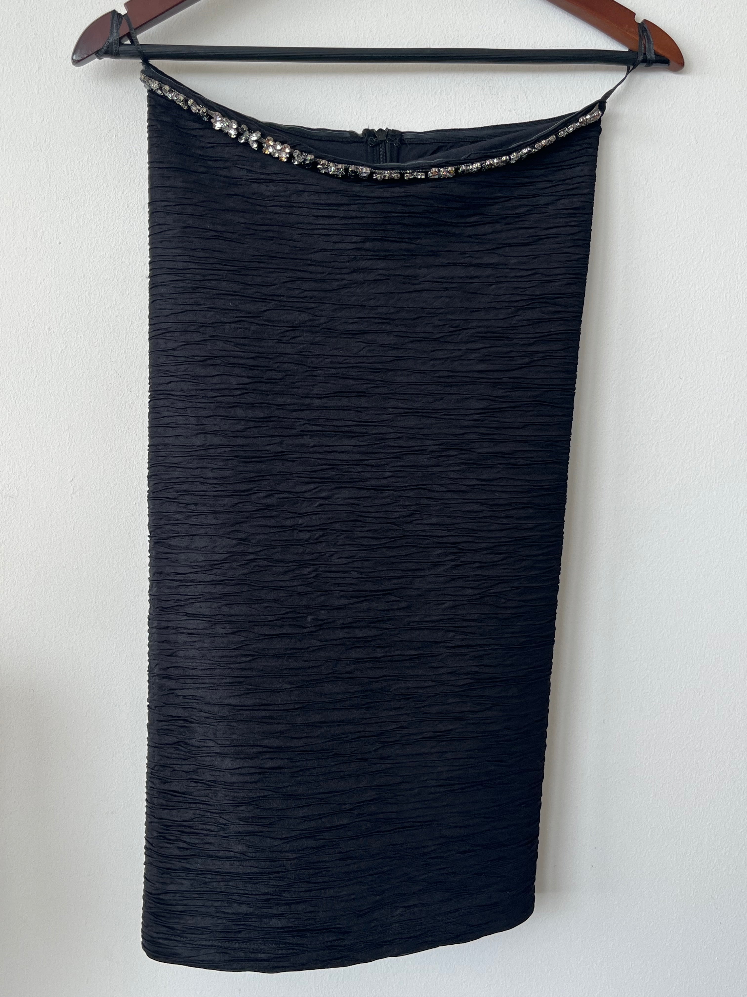 Philipp Plein Couture Kleid Schwarz XS Kristallbesatz Ruched Sehr Gut