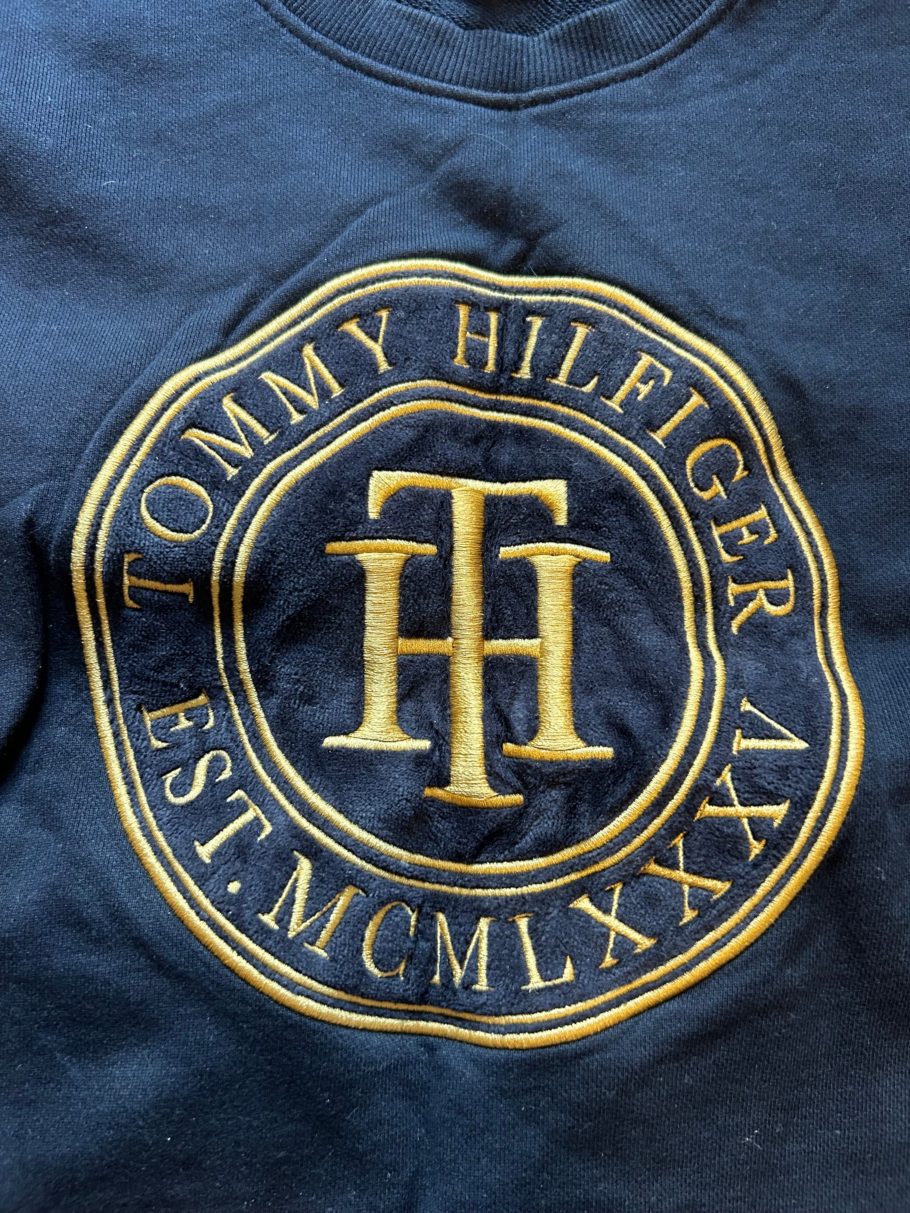 Tommy Hilfiger Crest Logo Sweatshirt | XS | Navy | Goldstickerei | Sehr gut