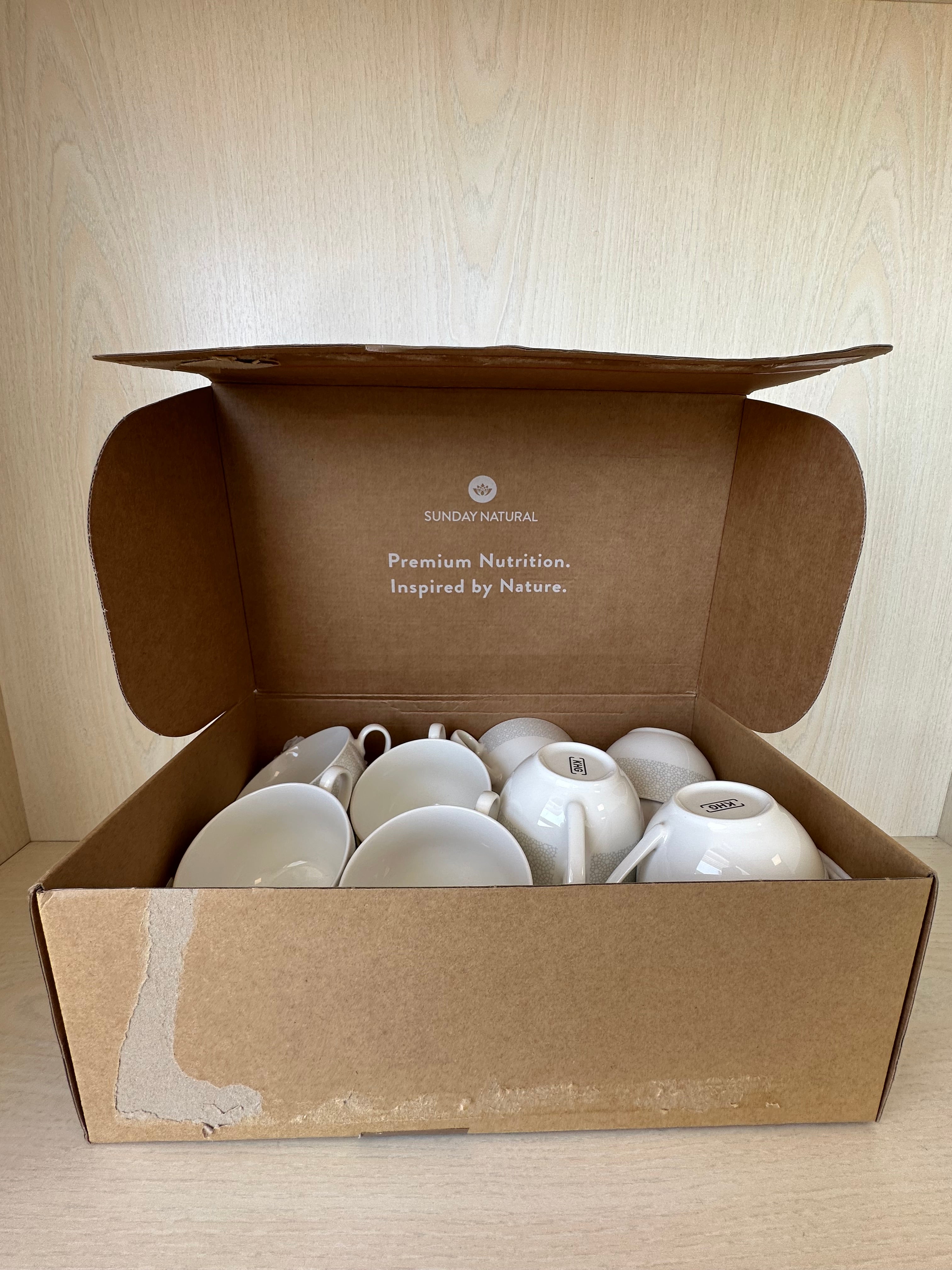 KHG Vesuvio Kaffeeset 24-tlg. – 12 Tassen & Untertassen, wie neu, Offwhite