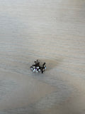 Vintage Ohrstecker Blumen Schwarz Strass – Metall, Glas, Sehr Gut, Klein