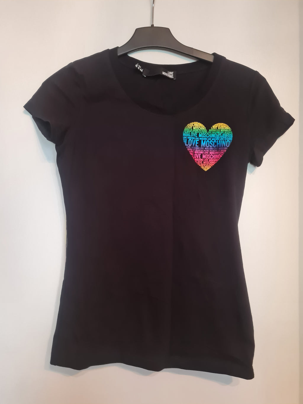 Love Moschino Pride Heart Tee | S (EU 48) | Schwarz Baumwolle | Sehr guter Zustand