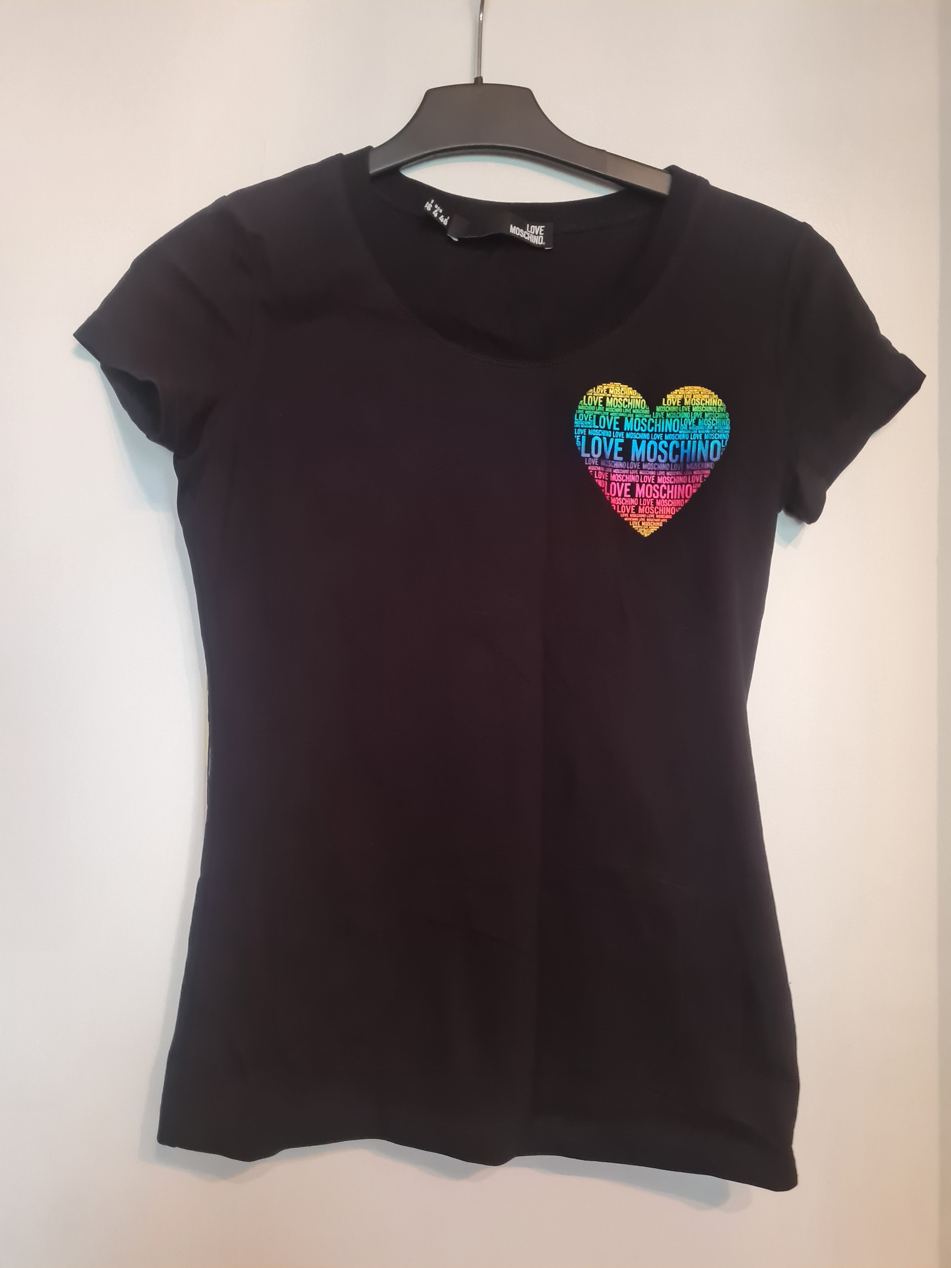 Love Moschino Pride Heart Tee | S (EU 48) | Schwarz Baumwolle | Sehr guter Zustand