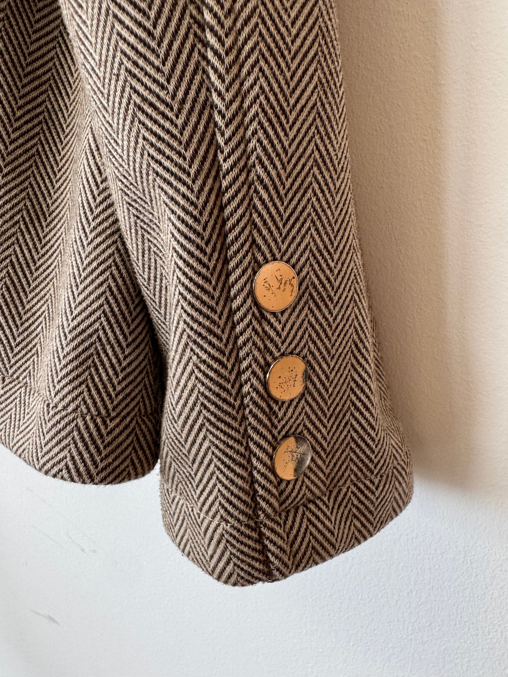 M&S Classic Brown Herringbone Tweed Jacket UK 16 – Very Good Condition