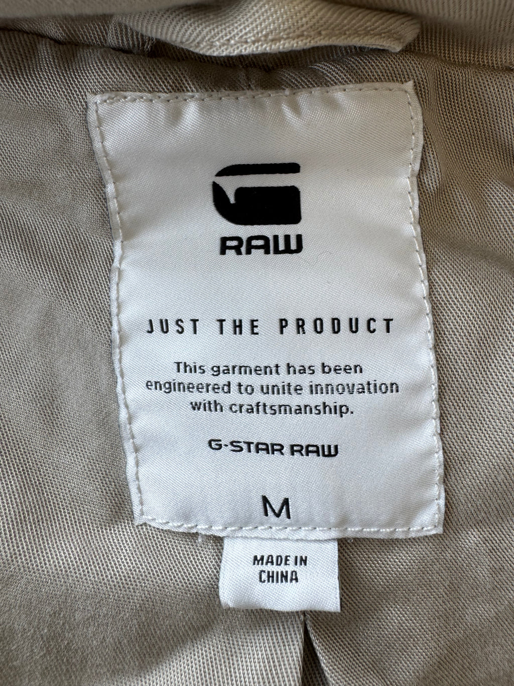 G-Star RAW Minor Loose Trench Coat, Lyocell, Light Beige, Size M, Like New