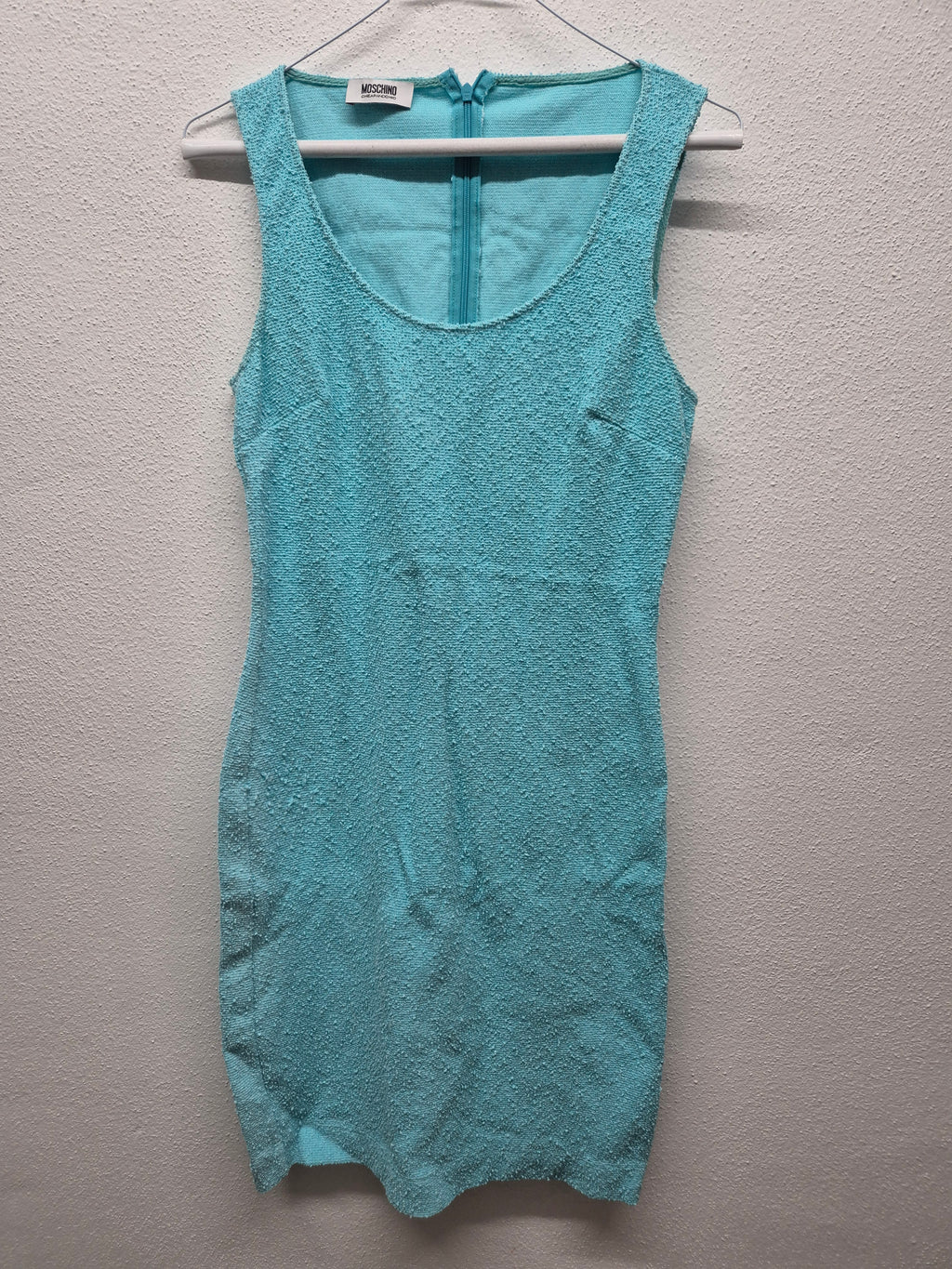 Moschino Cheap & Chic Kleid Türkis Glitzer Strick Gr. M, guter Zustand