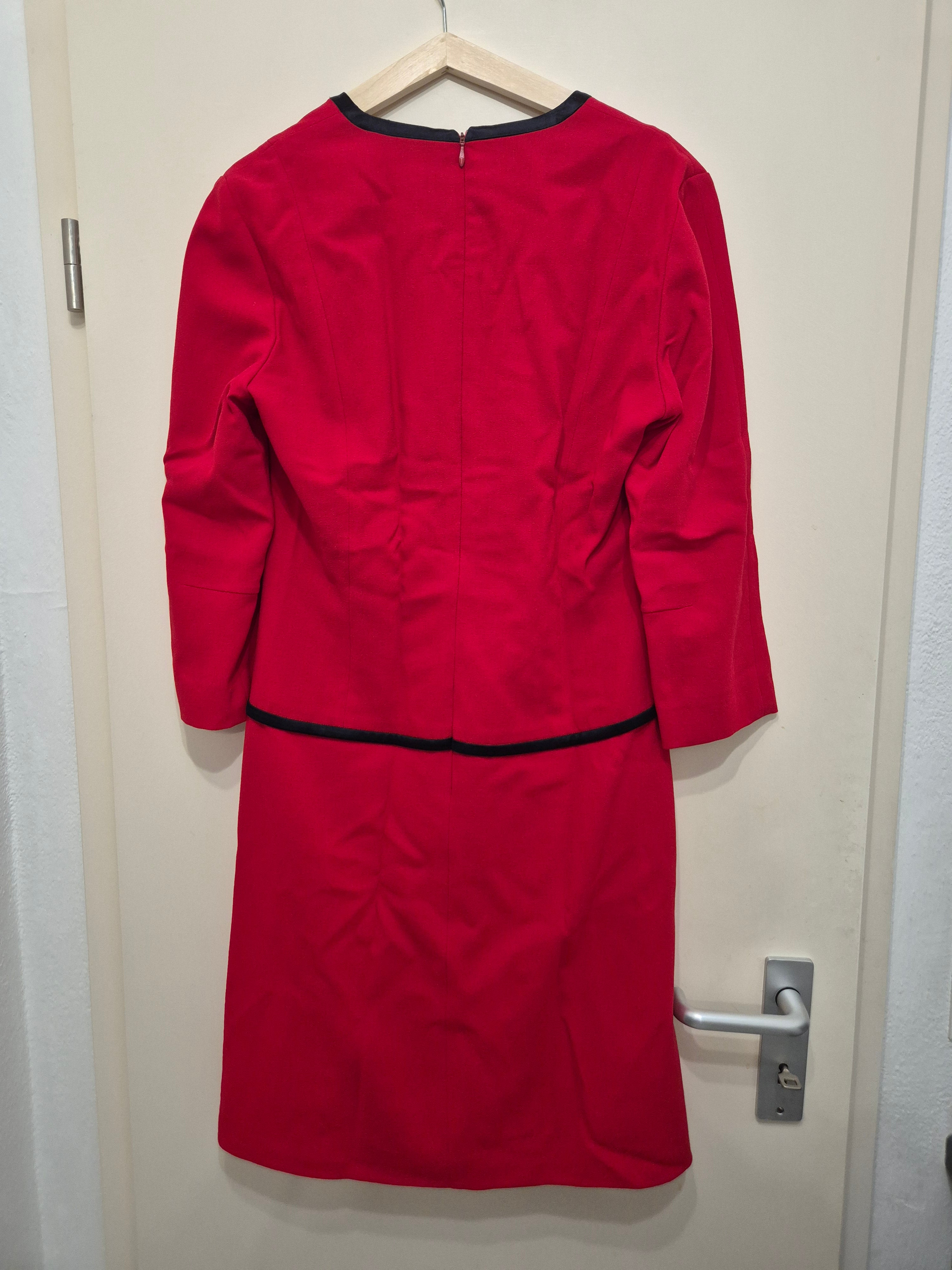 Louis Féraud Wollkostüm, Rot/Schwarz, Gr. 38, Made in Germany, guter Zustand
