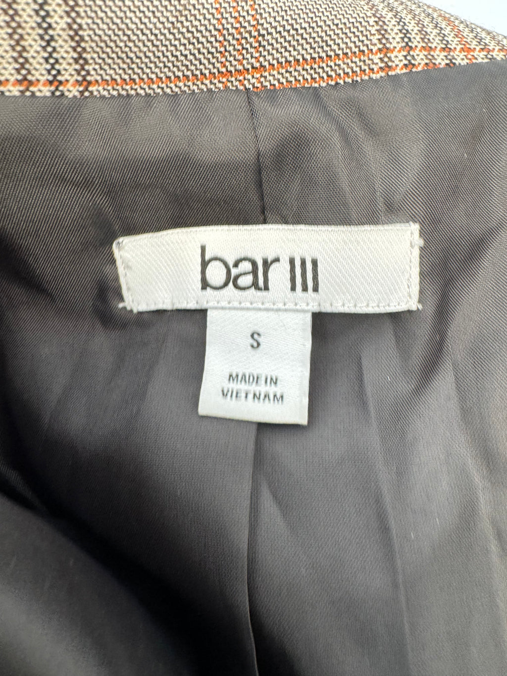 Bar III Glen Plaid Doppelreihiger Blazer Braun Check Gr. S – Wie Neu
