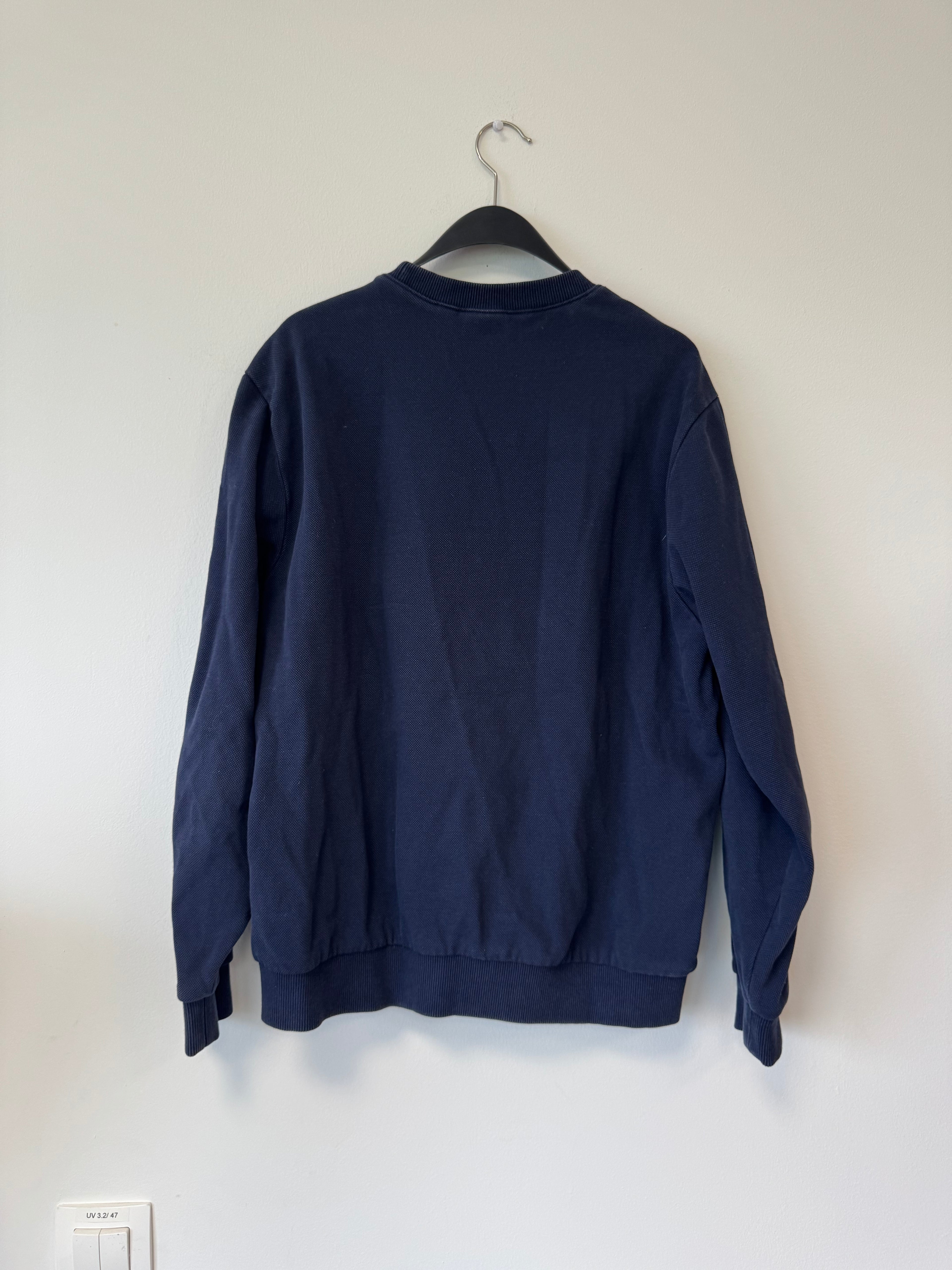 Supreme x Lacoste Logo Crewneck Navy Größe M – Kollaboration, Gebraucht