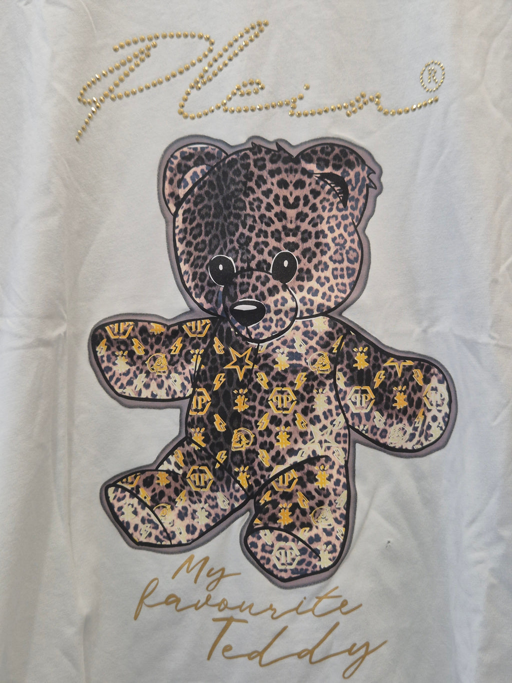 Philipp Plein Junior T-Shirt 152/12y – Teddy Bear & Crystals, White, Used