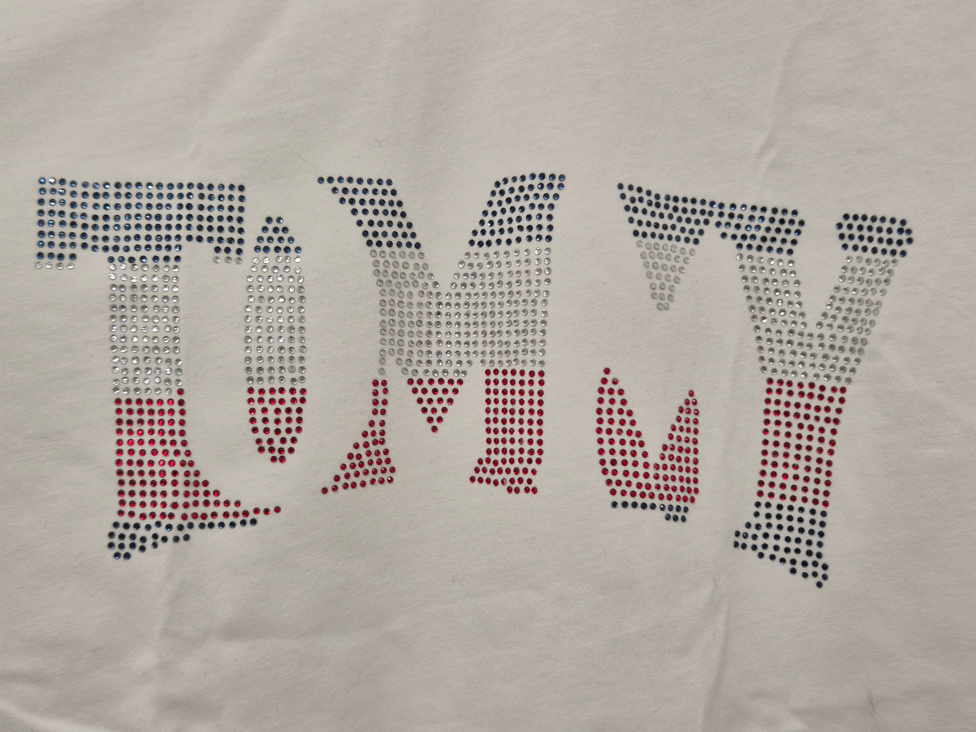 Tommy Hilfiger T-Shirt – L, Weiß, Strass-Logo, Gut