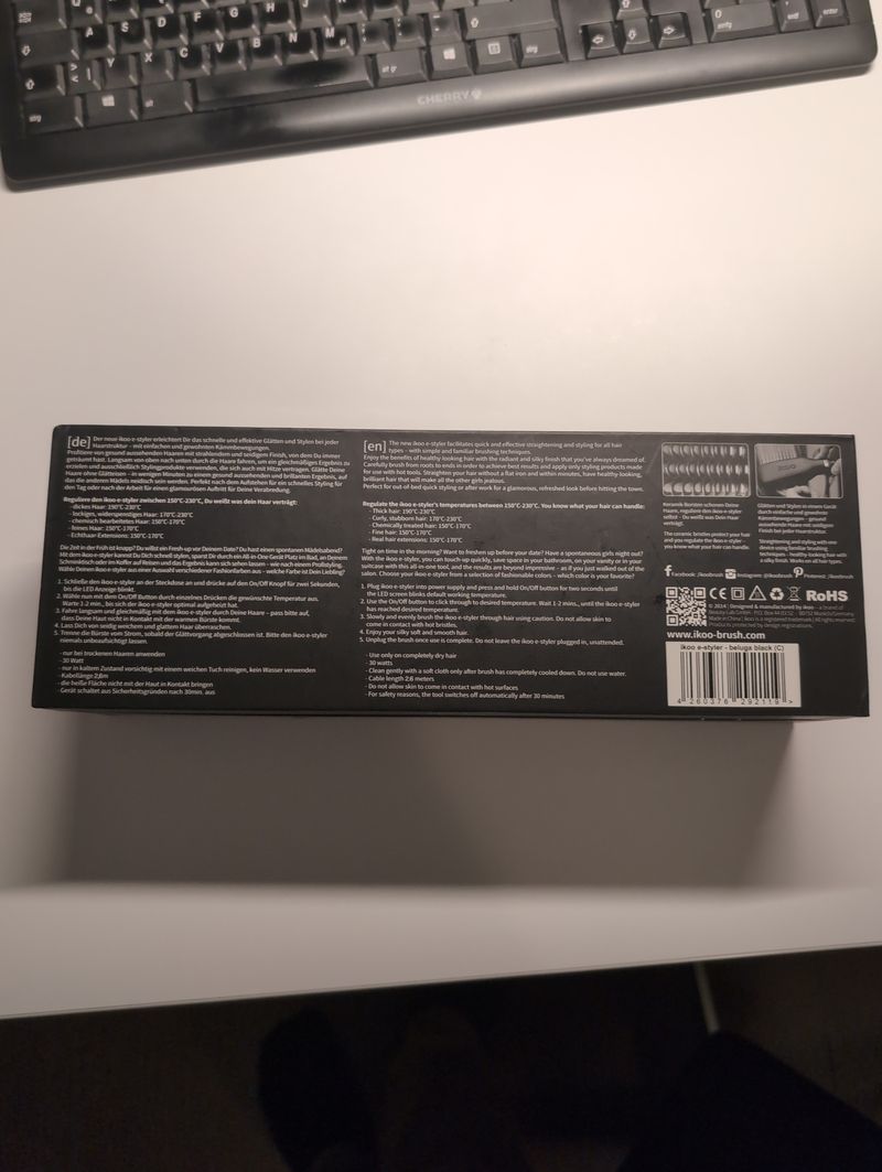 Ikoo E-Styler Jet Beluga Black Ionic Haarglättungsbürste, Sehr Gut