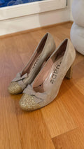 Le Babe Glitter Block Heel Pumps | Gold | Size Not Specified | Good Condition