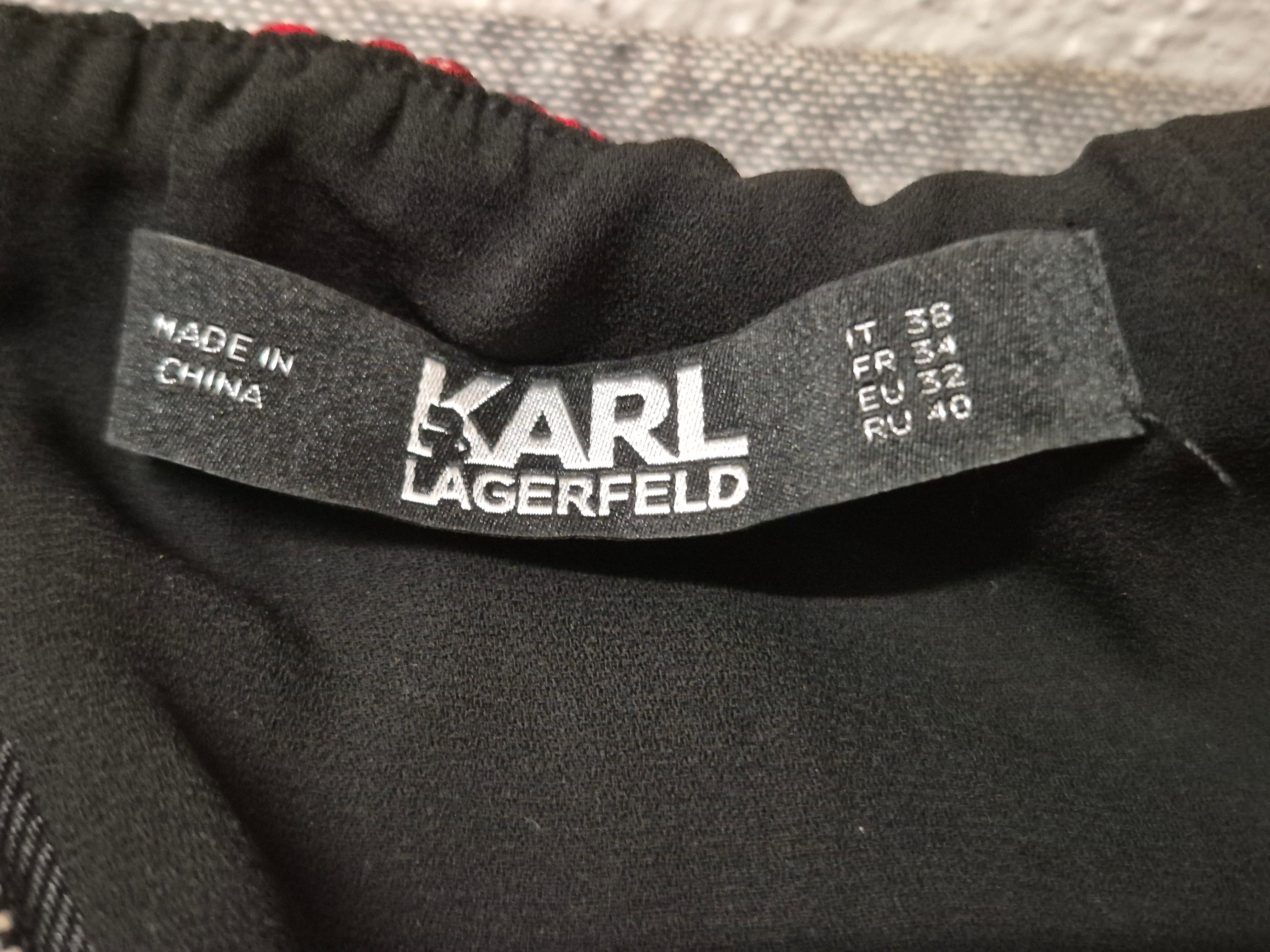 Karl Lagerfeld Plissiertes Blumen Maxikleid, XS (IT 38/FR 34), Schwarz/Rot, Sehr Gut