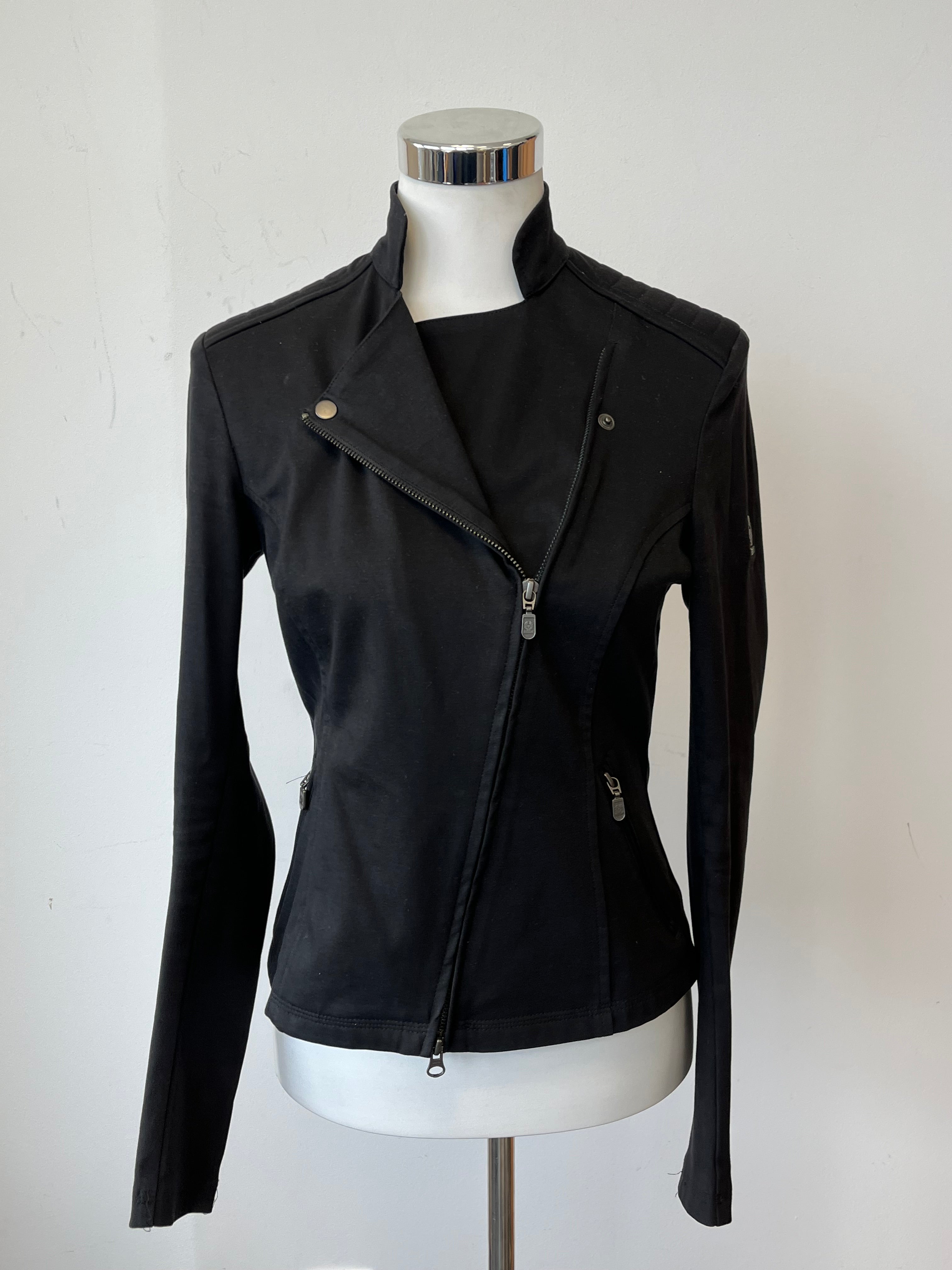 Belstaff Women's Stretch Cotton Biker Jacket Black Size 42 Very Good