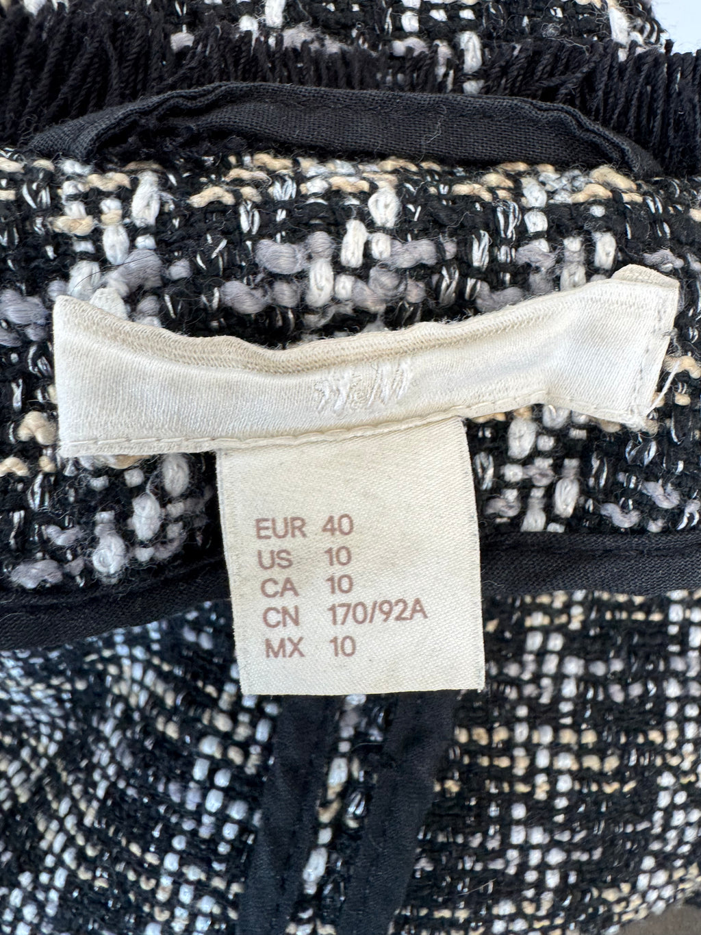 Zara Tweed Mantel, EU 40, Schwarz-Weiß, sehr guter Zustand
