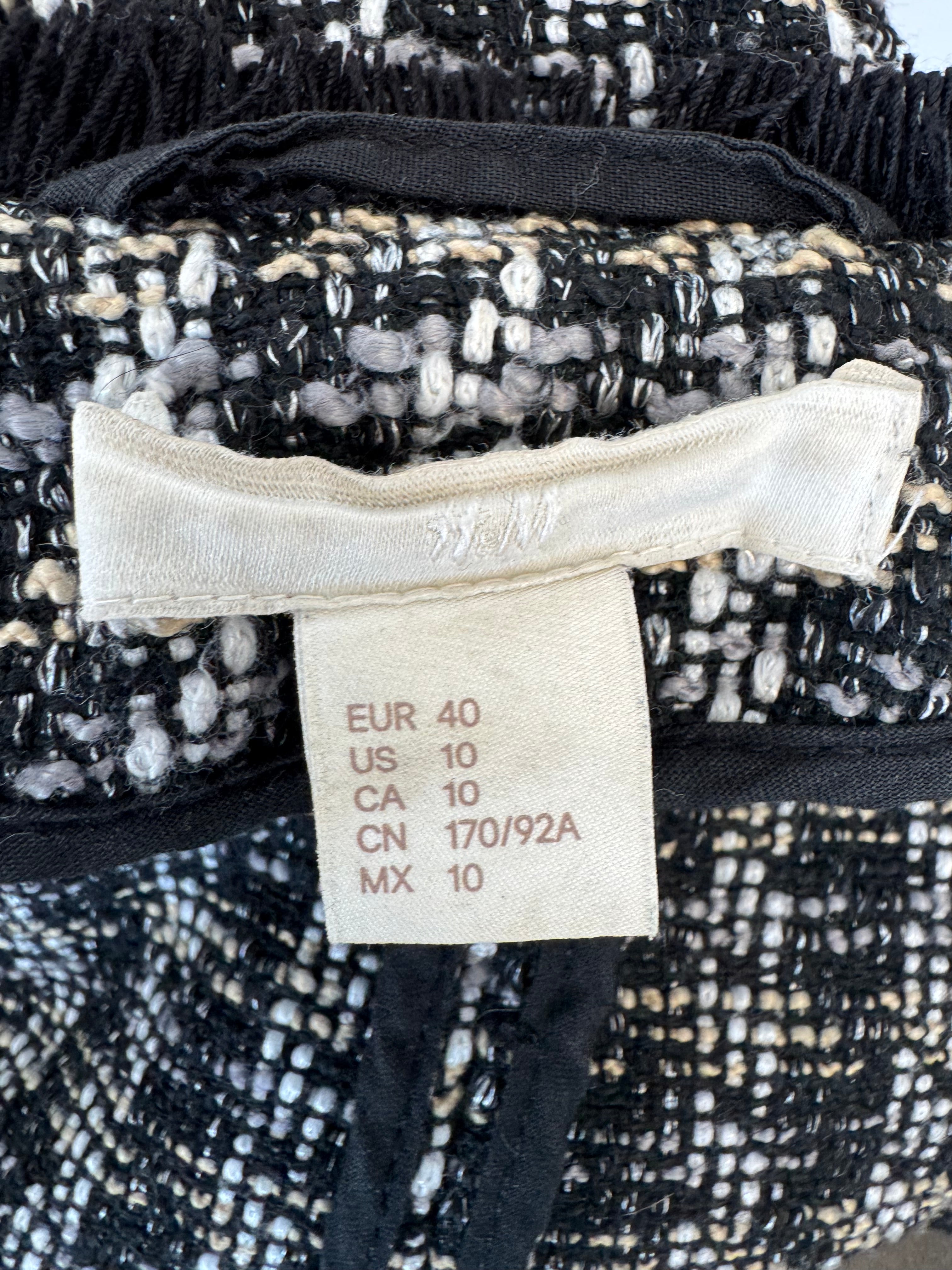 Zara Tweed Mantel, EU 40, Schwarz-Weiß, sehr guter Zustand